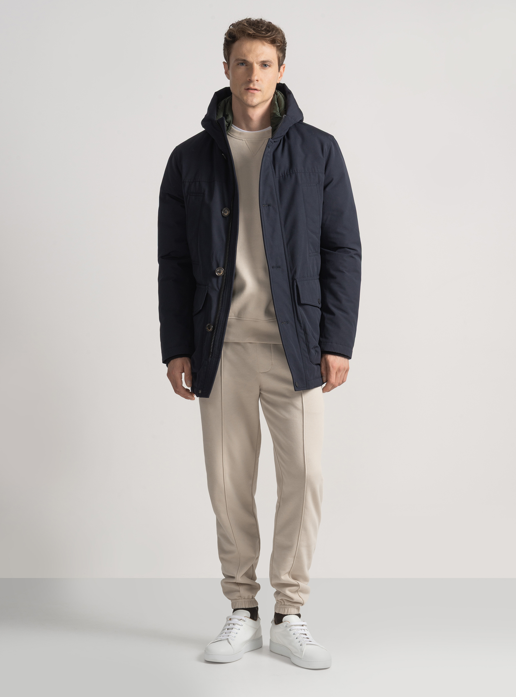 Parka acolchada con capucha, AZUL MARINO
