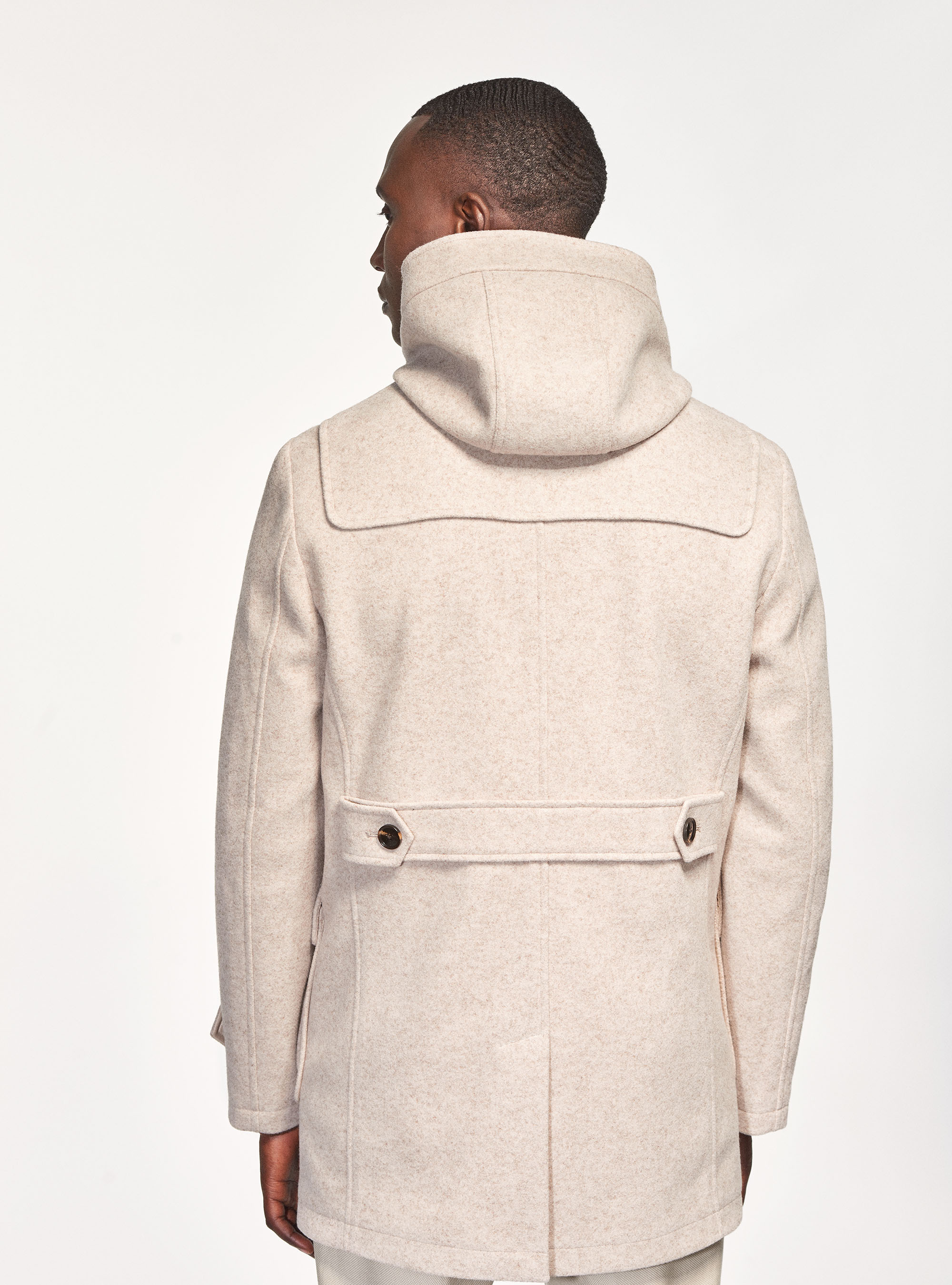 Montgomery con cappuccio in misto lana, ECRU