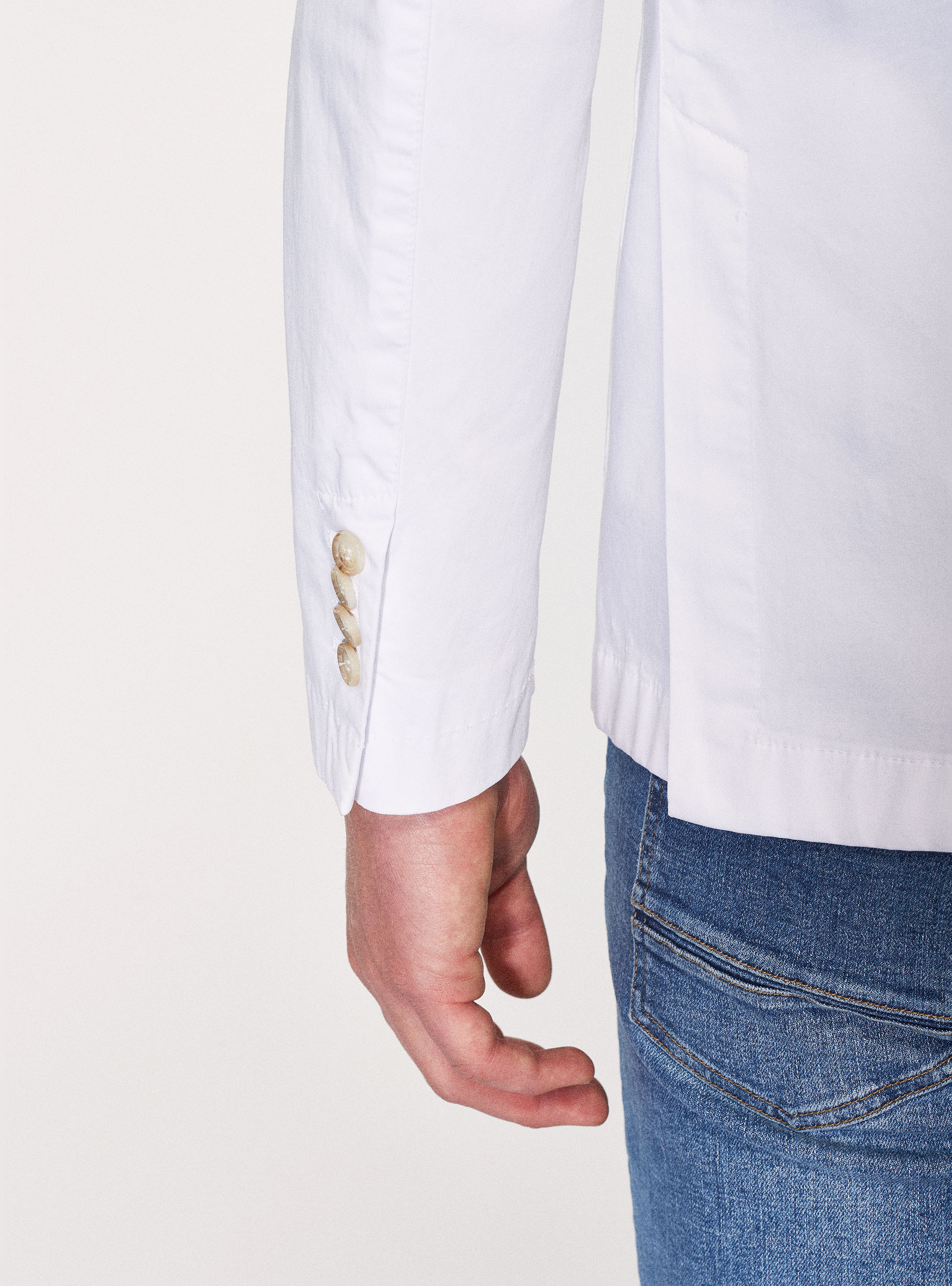 Giacca in cotone stretch, BIANCO