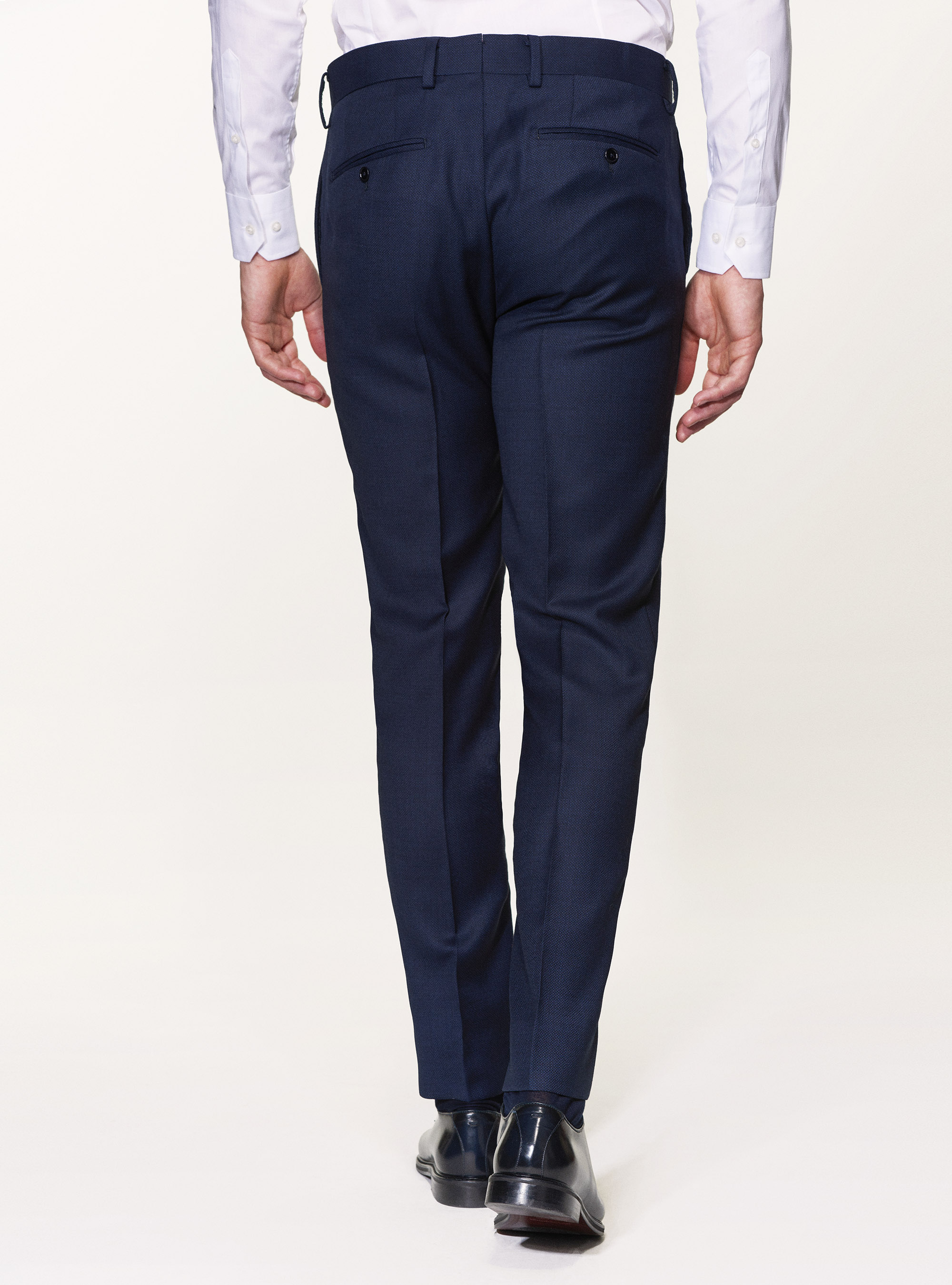 Pantaloni per abito in pura lana occhio di pernice, BLU NAVY