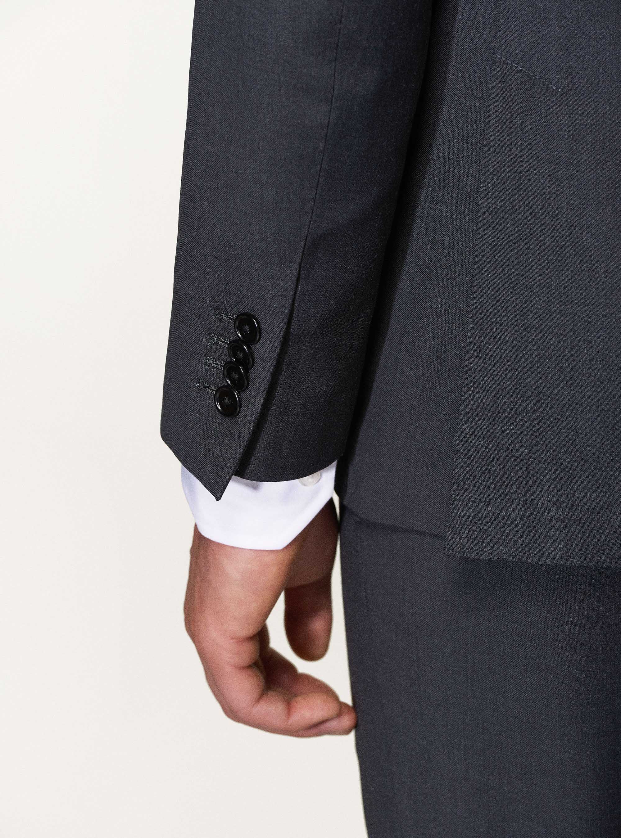 Giacca per abito in pura lana superfine 120's, ASFALTO