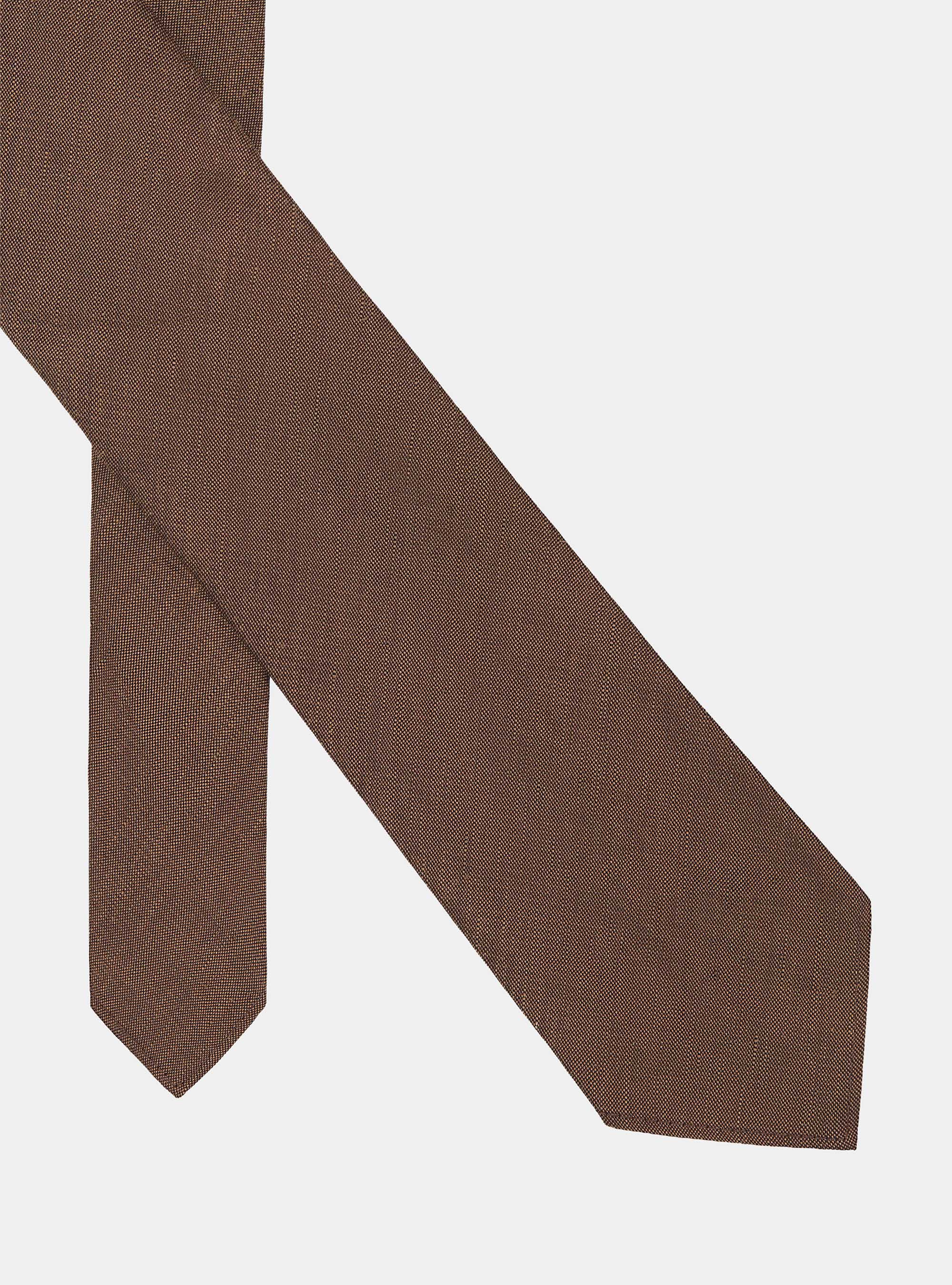 Cravatta in seta e lino, MARRONE