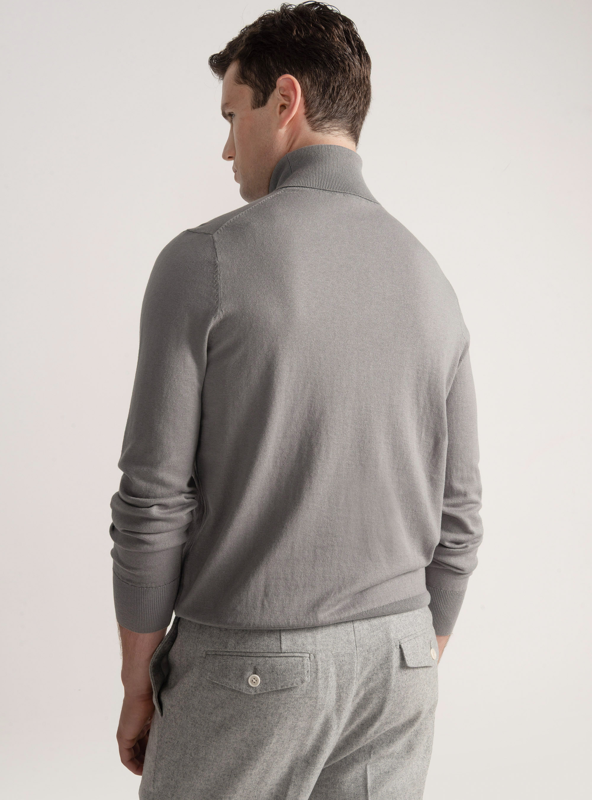 Silk and cashmere cotton turtleneck, GREY