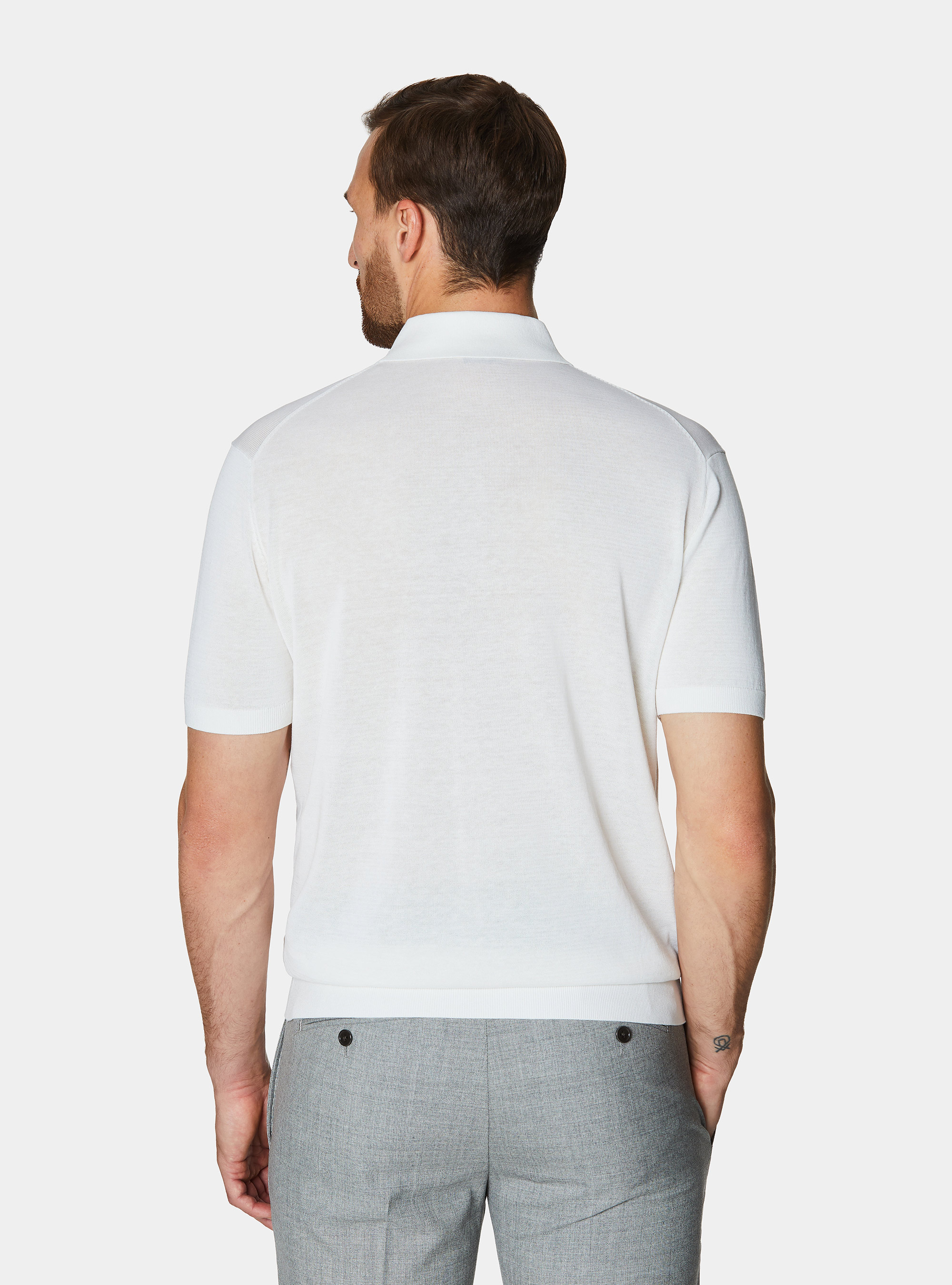 Cotton and silk polo shirt, WHITE