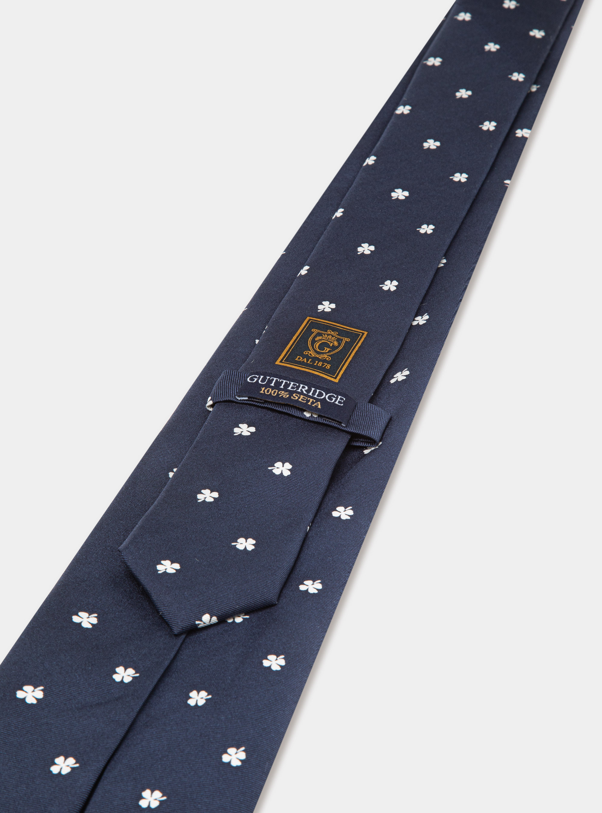 Cravatta in seta stampa quadrifoglio, BLU NAVY