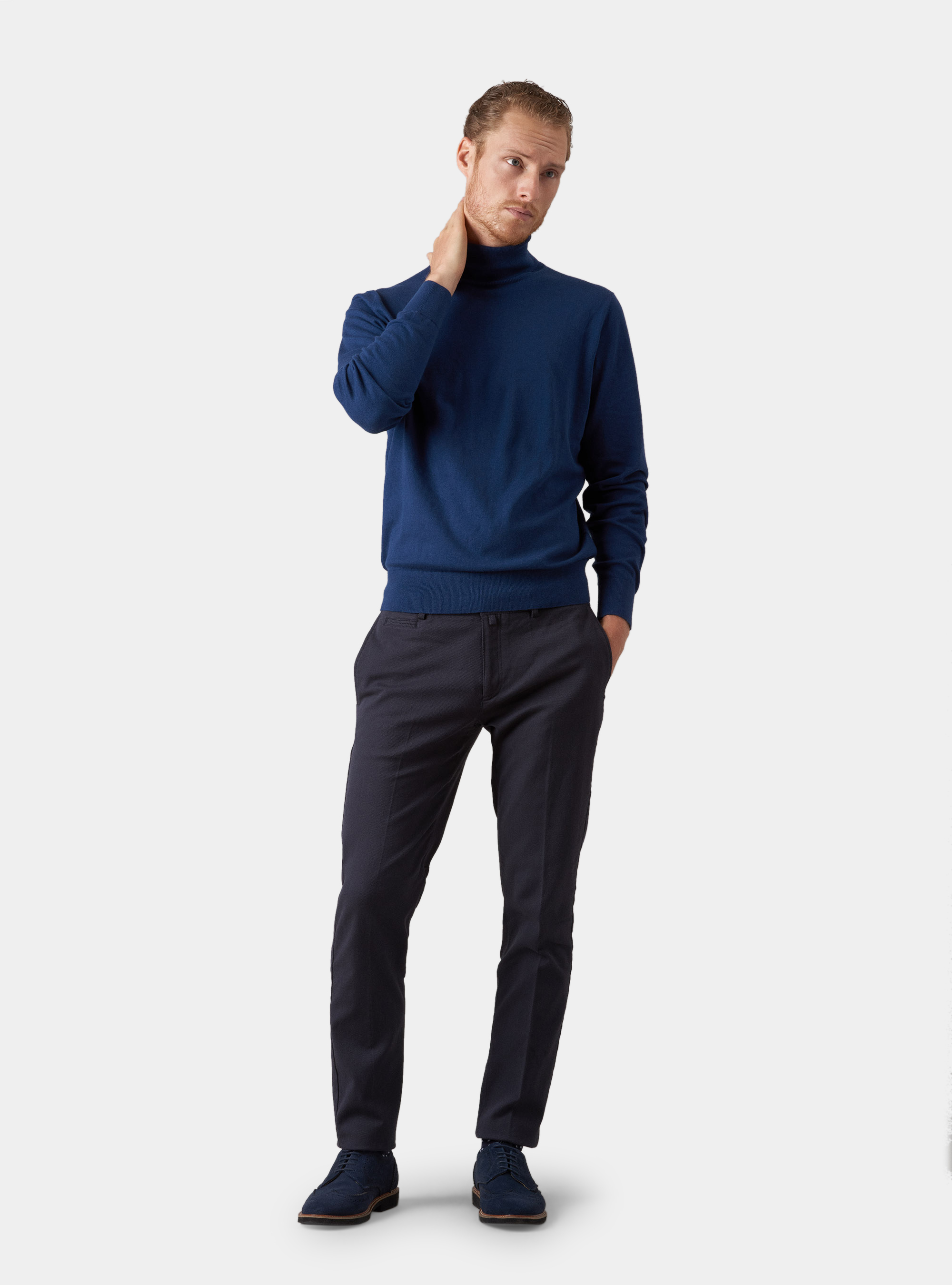 Maglia dolcevita in cotone seta e cashmere, INCHIOSTRO