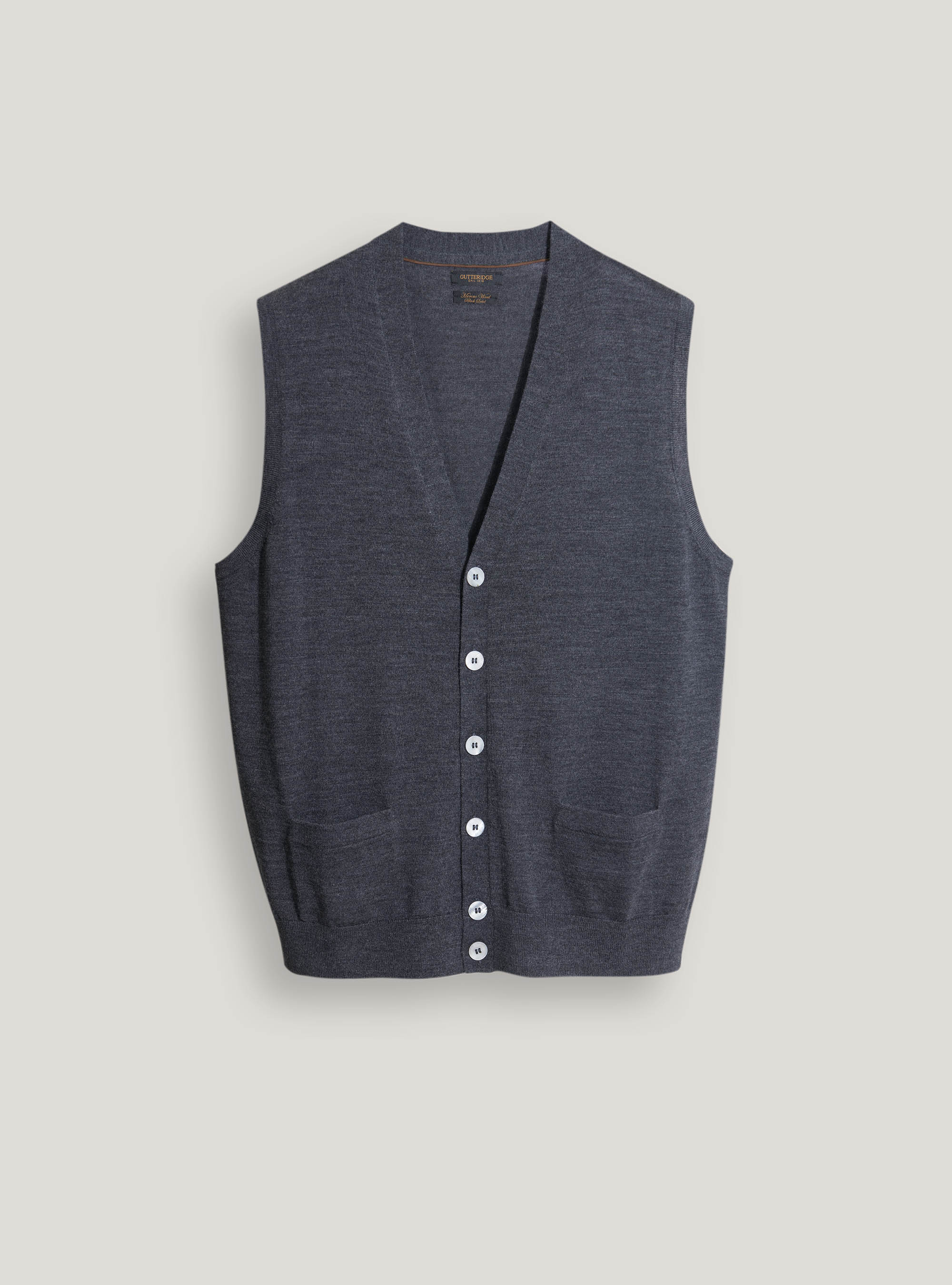 Gilet di maglia in pura lana merino extrafine, ASFALTO