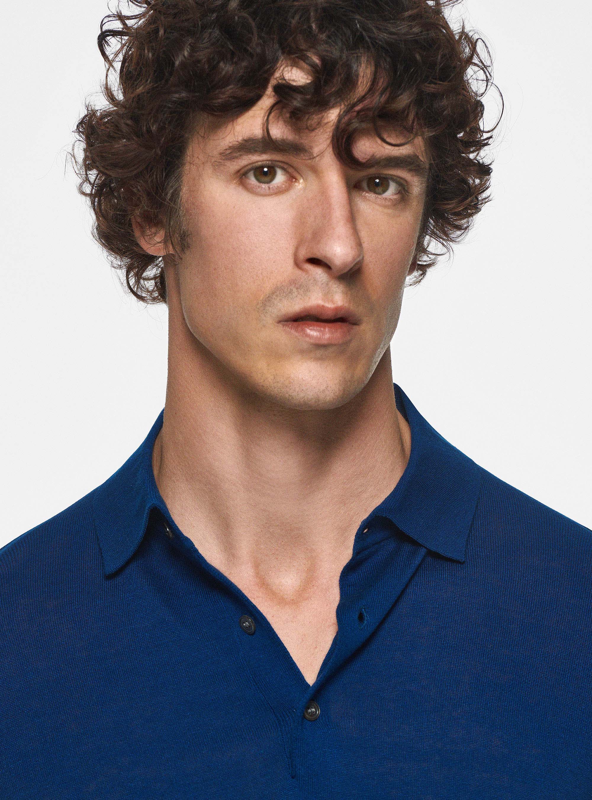Polo in maglia seta e cotone, BLU ROYAL