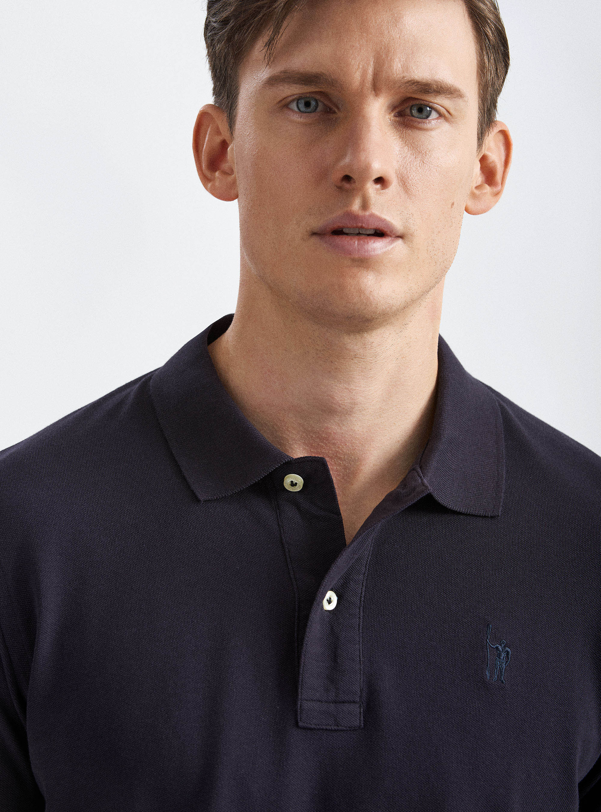 Classic pique polo shirt, NAVY BLUE