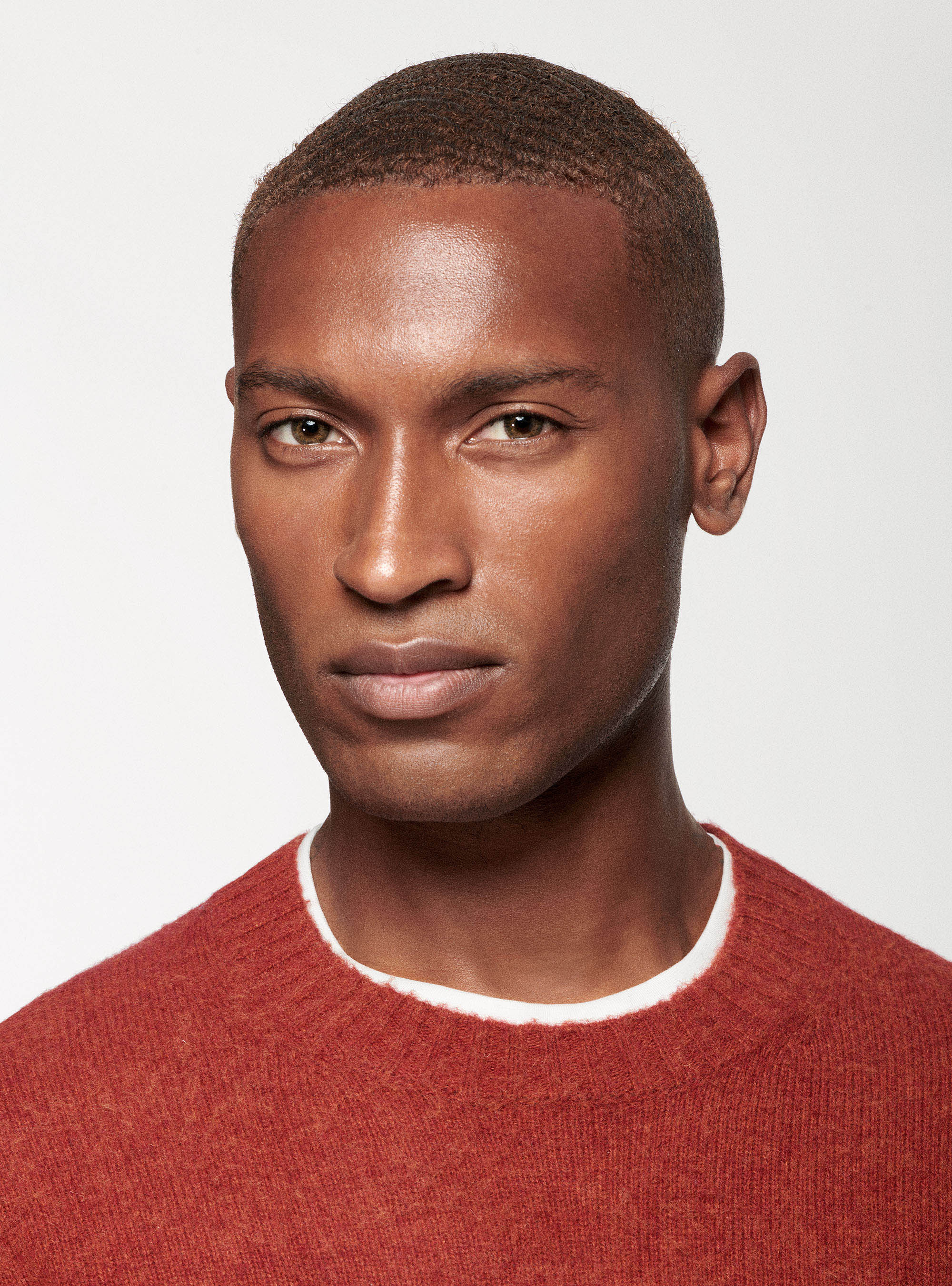 Maglia girocollo in lana brushed, MATTONE