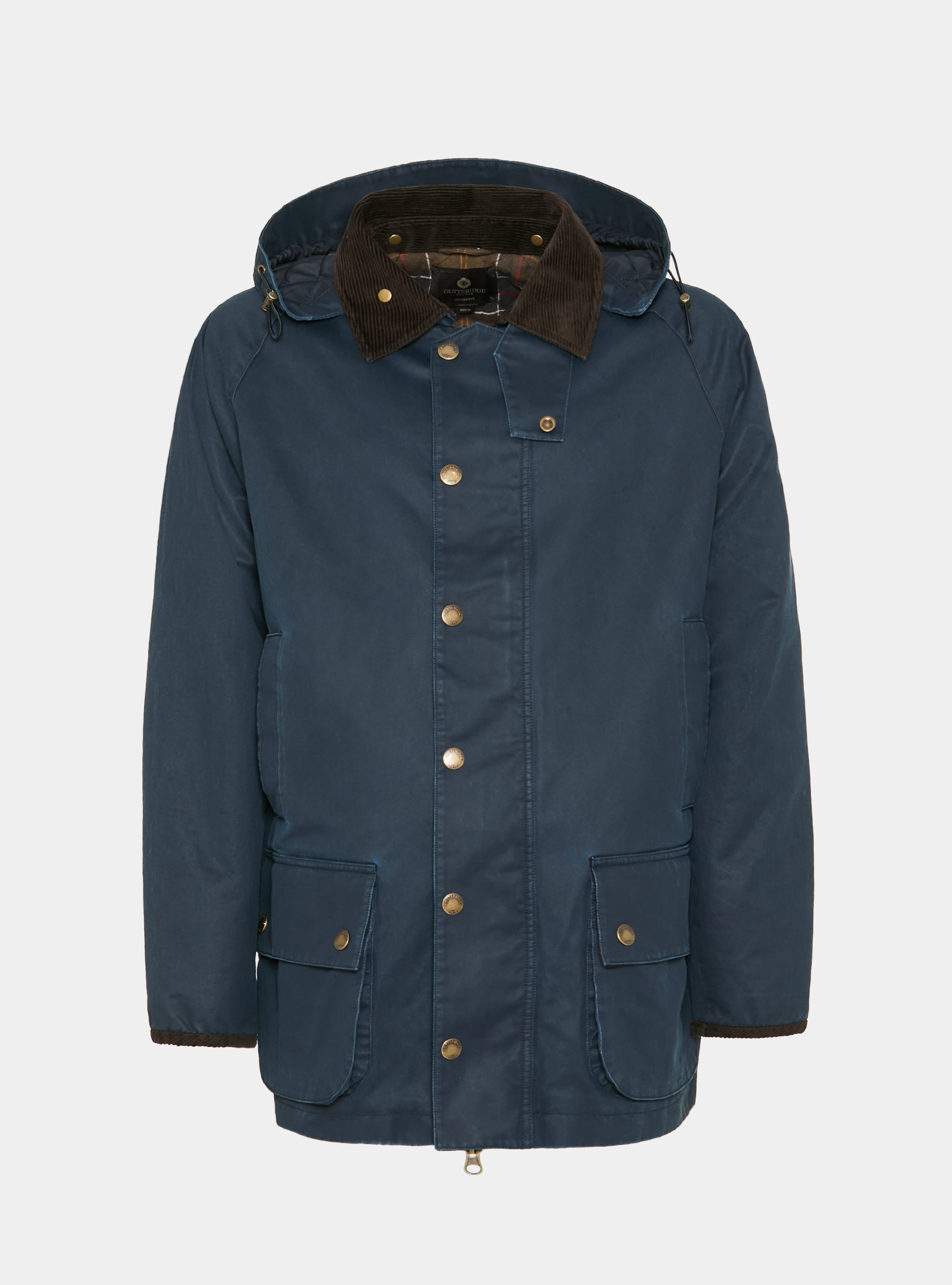 Giacca cerata in misto cotone, BLU NAVY