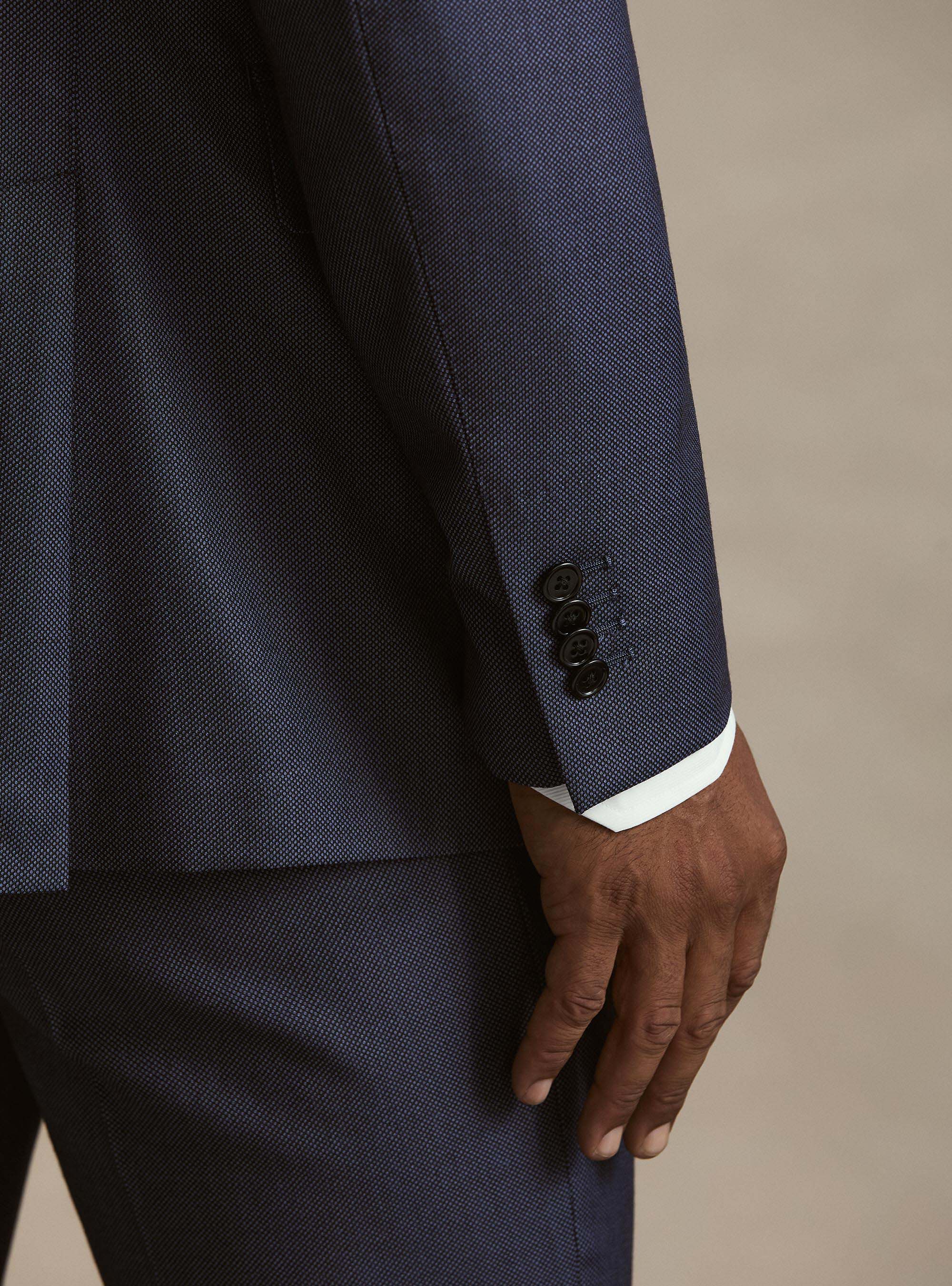 Pure wool bird's eye suit blazer by Vitale Barberis Canonico, INK