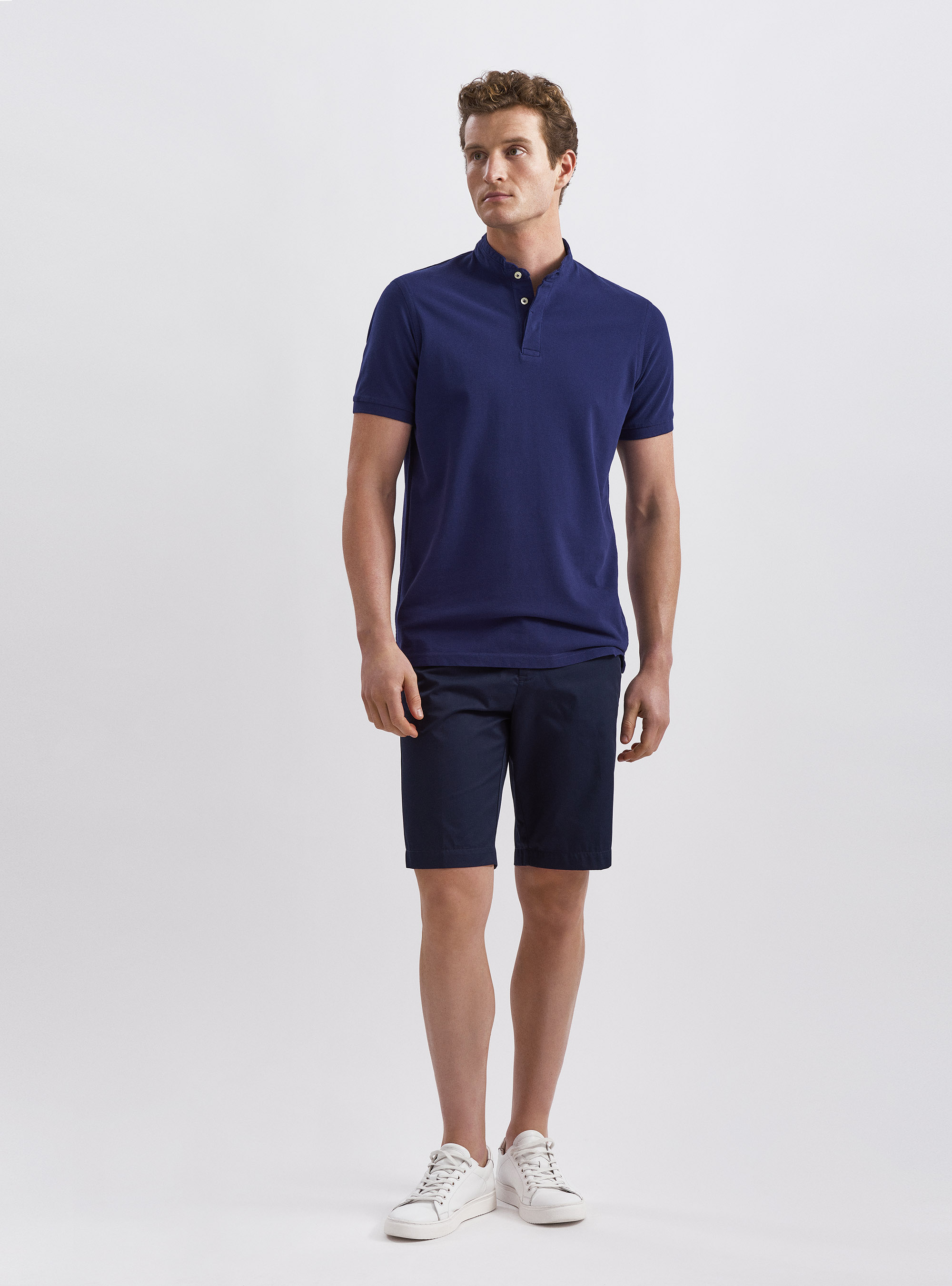 Korean neck polo 100% cotton, BLUE