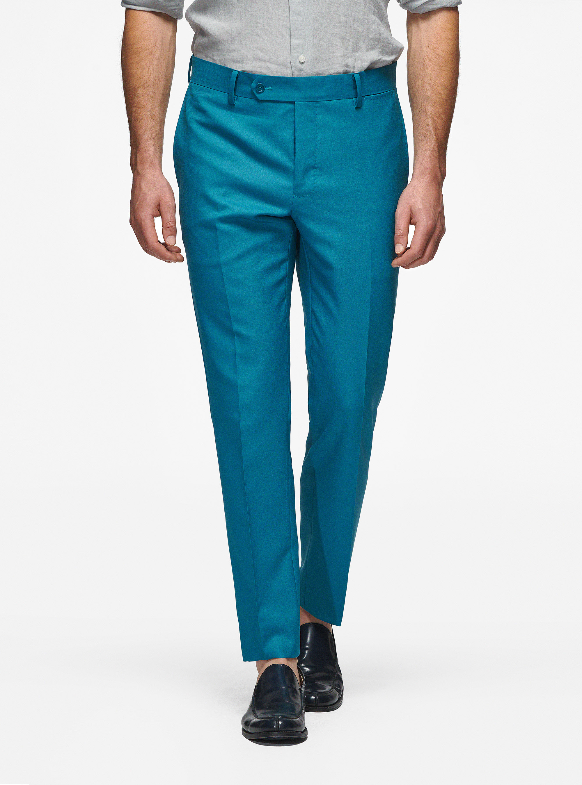 Pantaloni in pura lana Vitale Barberis Canonico, PETROLIO