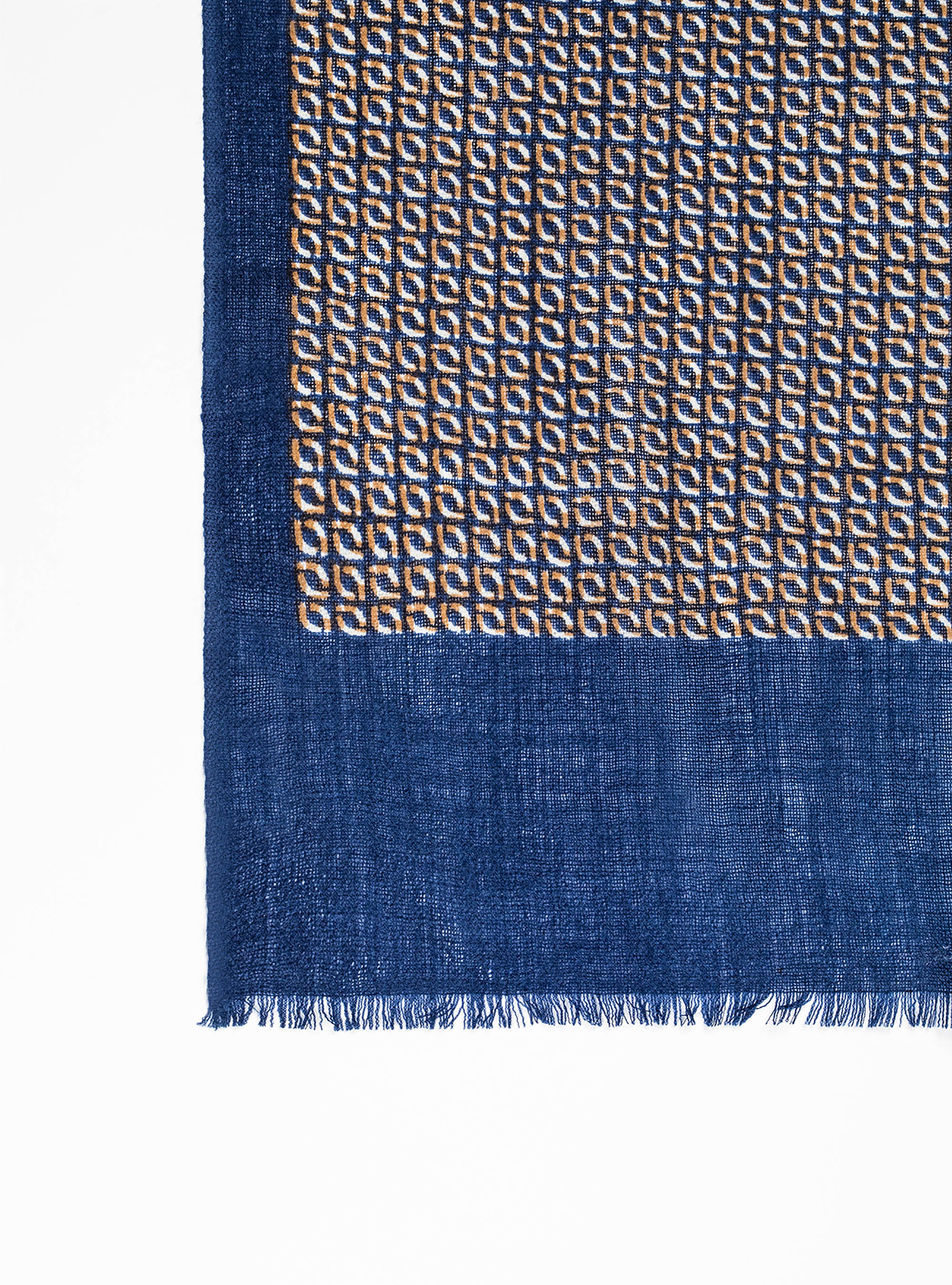 Sciarpa stampata 100% lana, BLUE