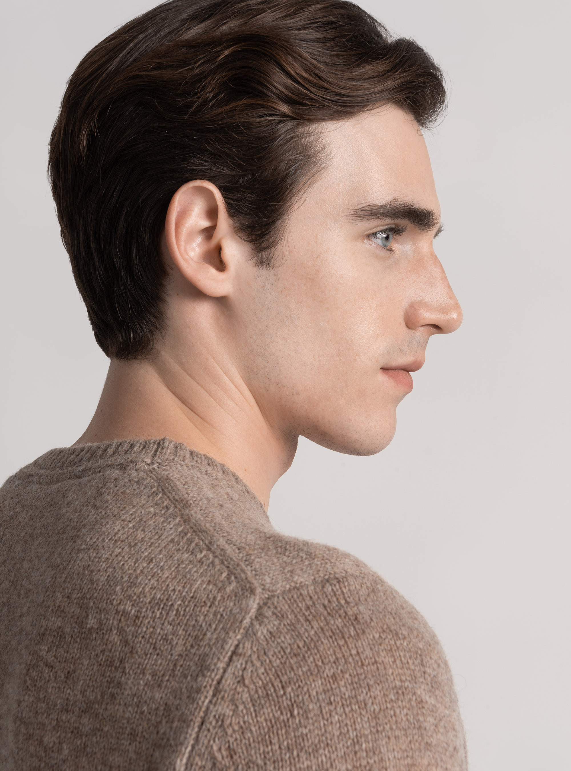 Shetland wool crew-neck sweater, MUD