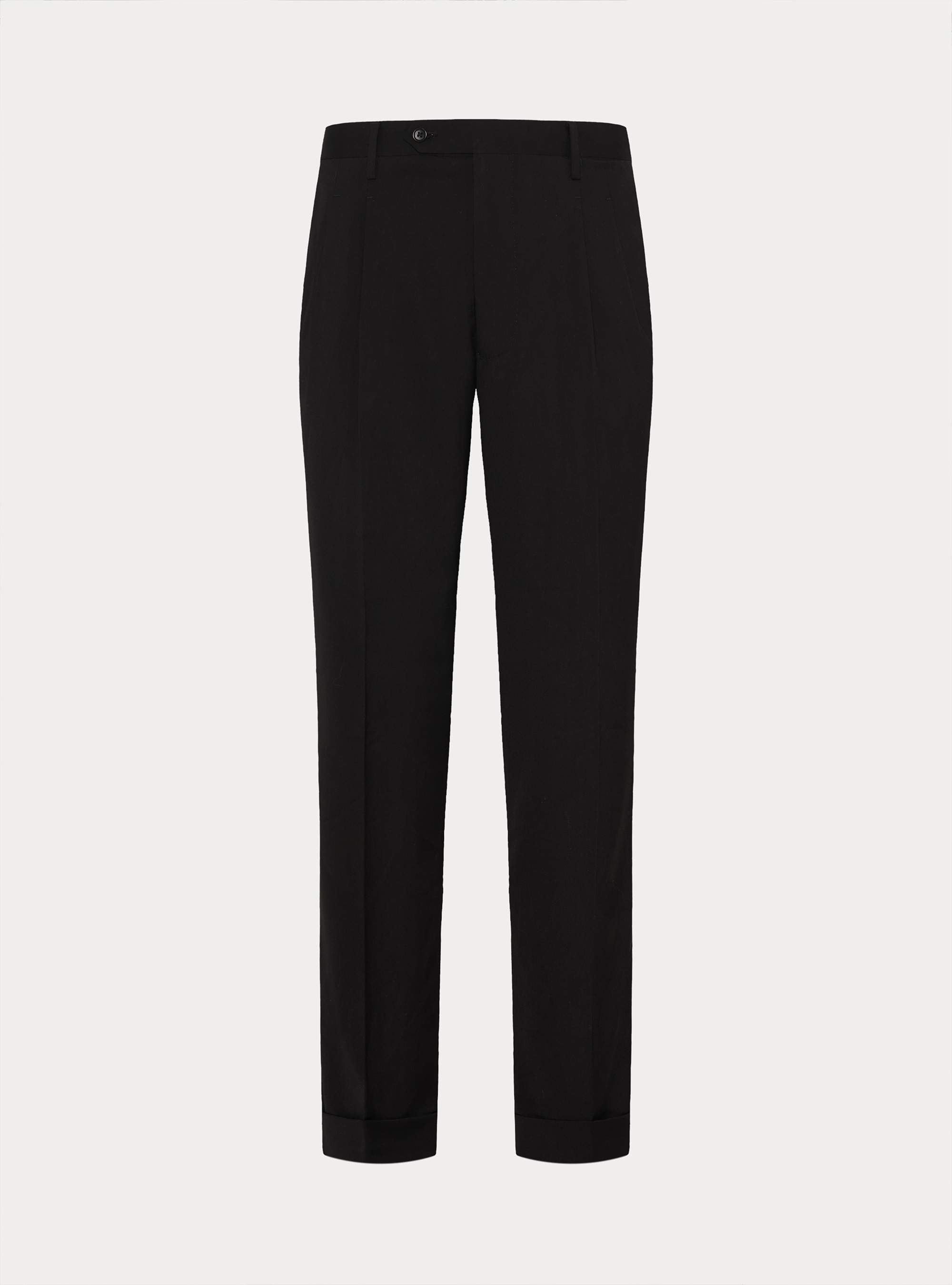 Pantaloni con pince in misto poliestere, NEGRO