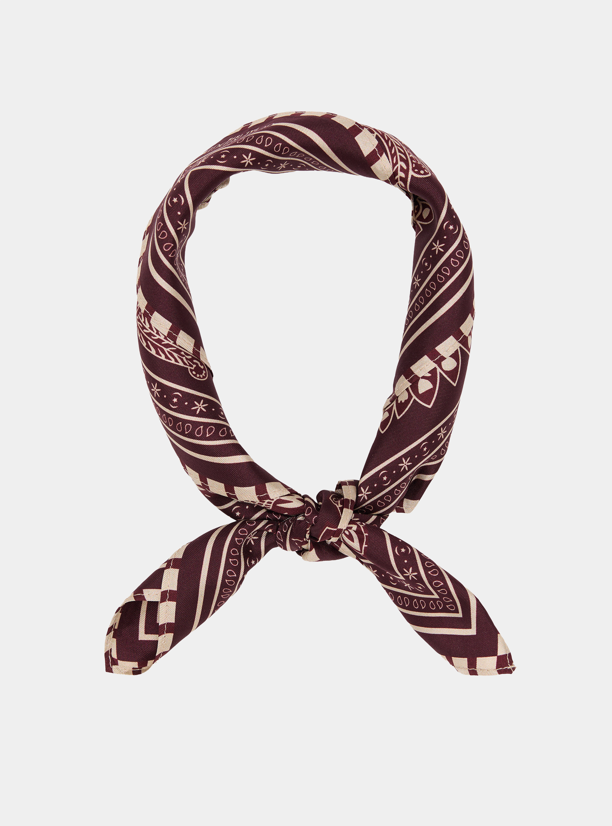 Bandana print silk foulard, BORDEAUX