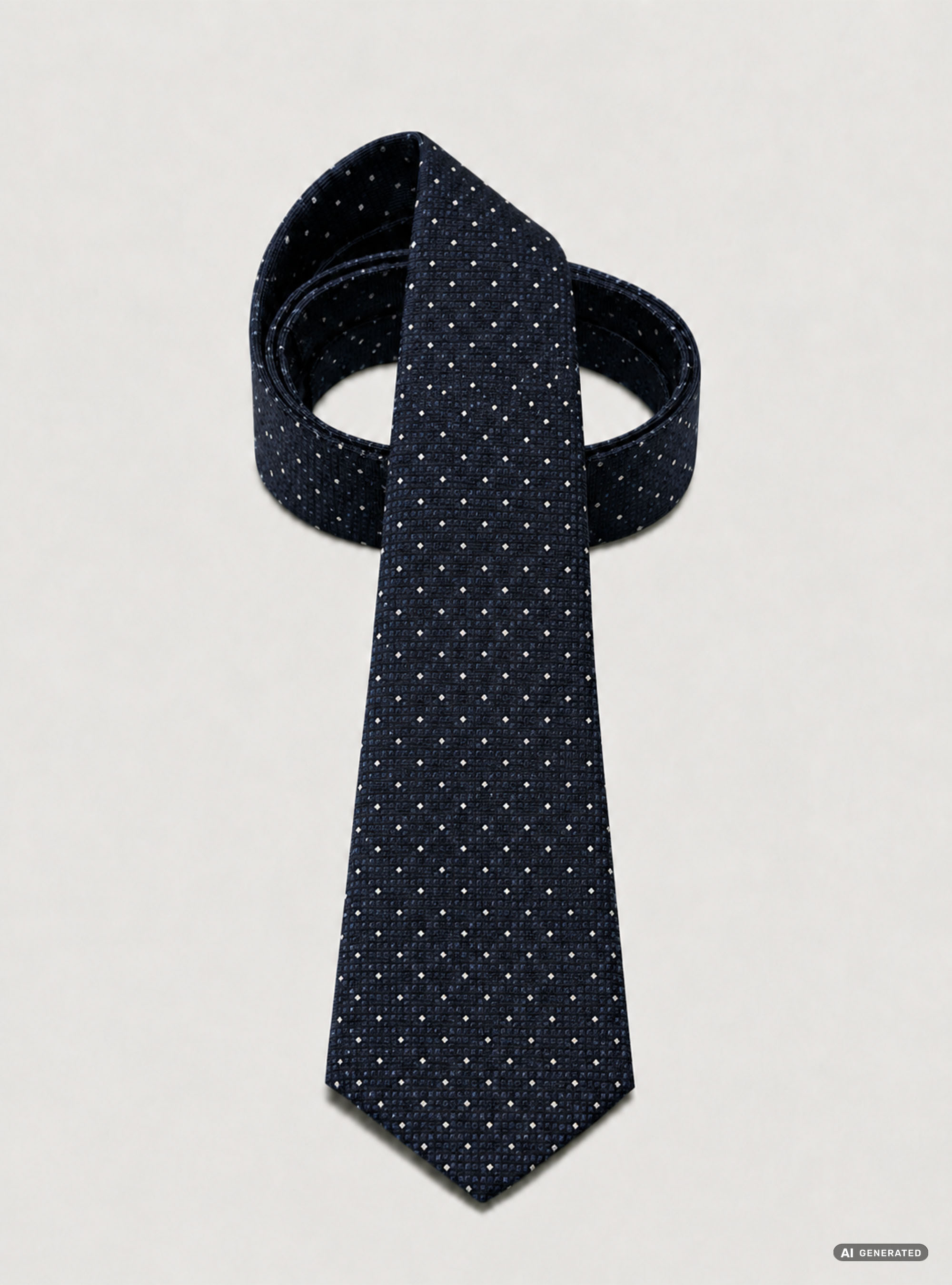 Cravatta in seta jacquard con microcheck e pois, NAVY BLUE