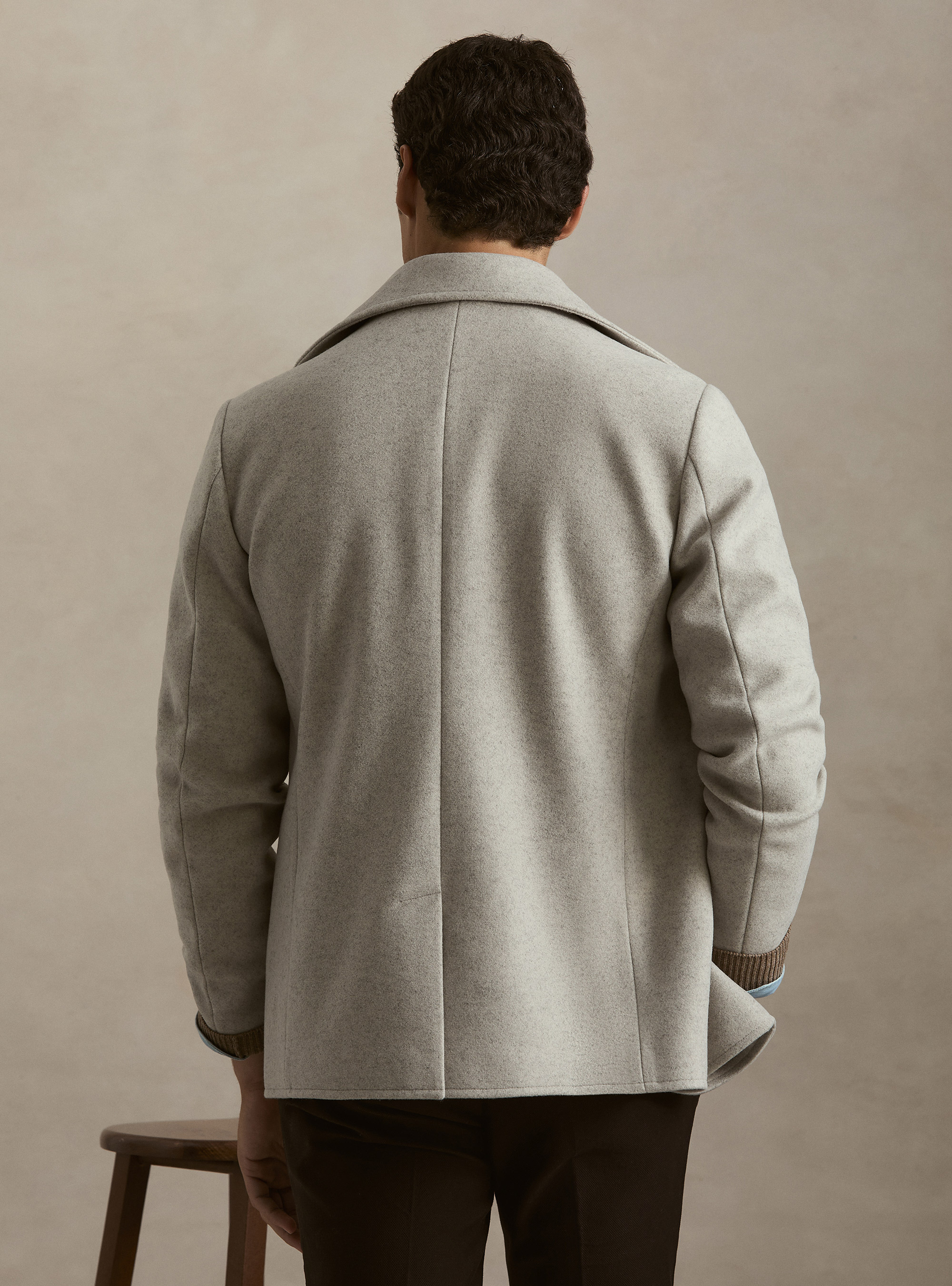Peacoat doppiopetto tinta unita, ECRU