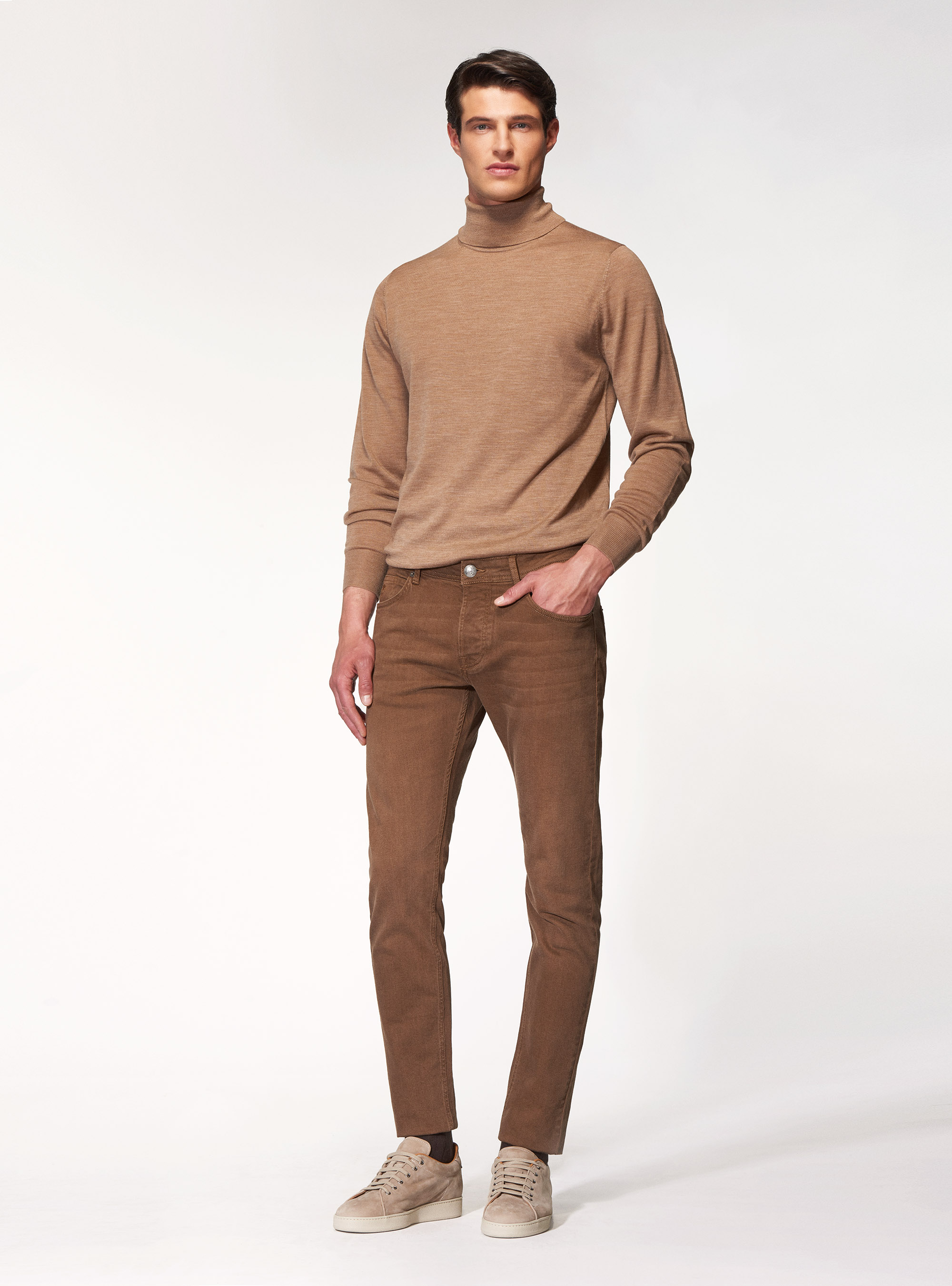 Tailor-fit 5-pocket trousers, BROWN