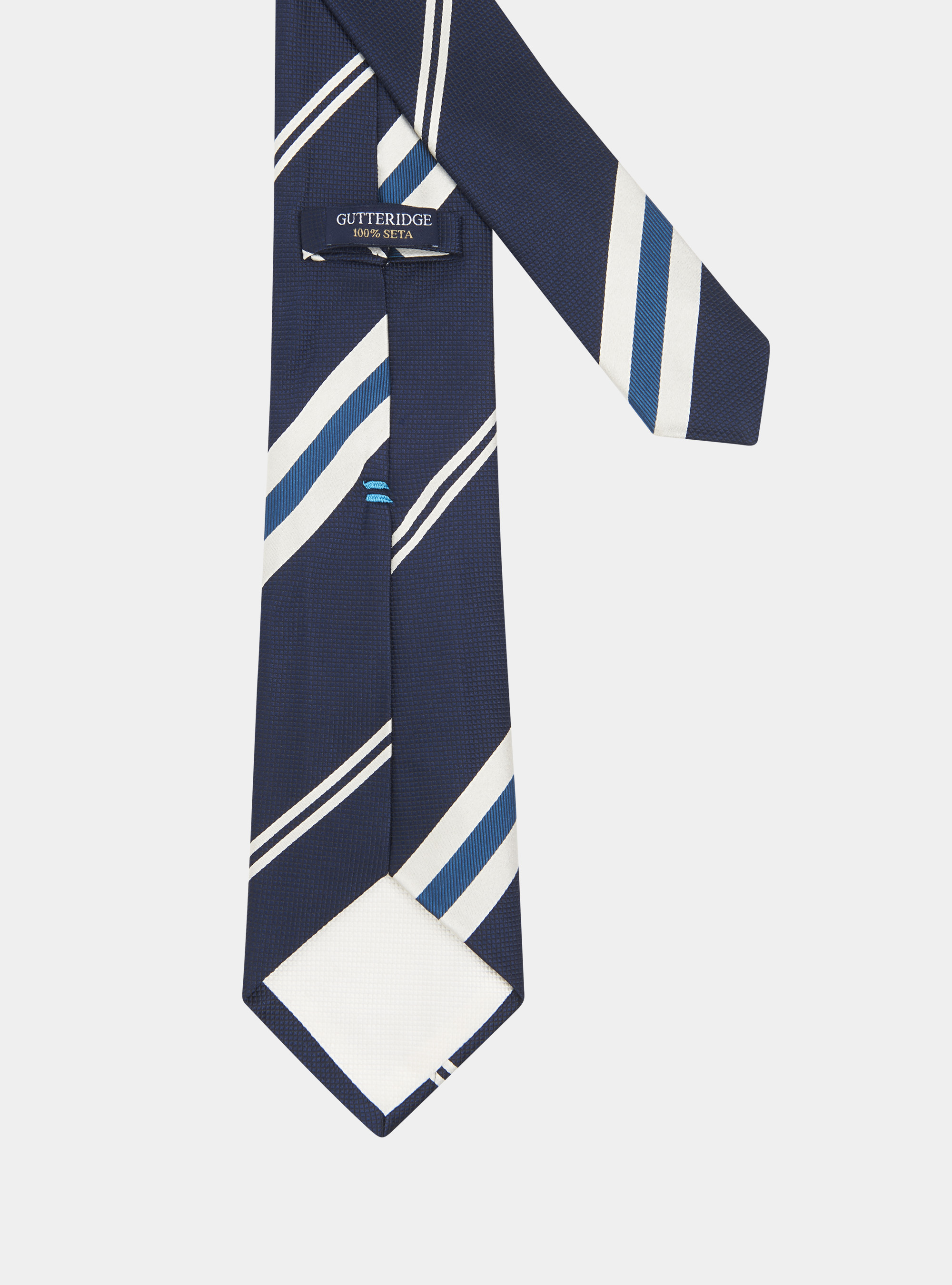 Cravatta in seta jacquard rigata, BLU NAVY