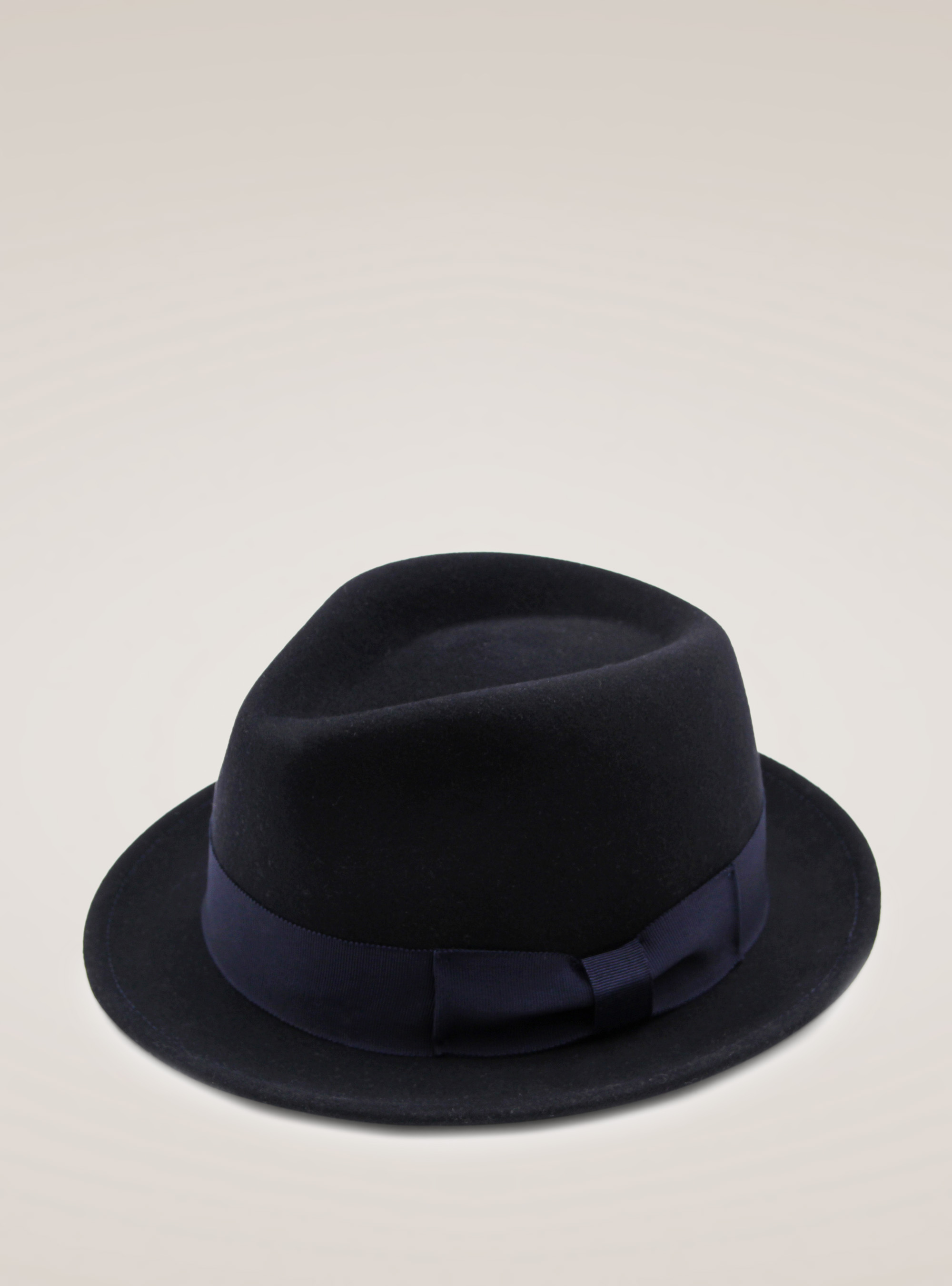 FELT FEDORA HAT, NAVY BLUE