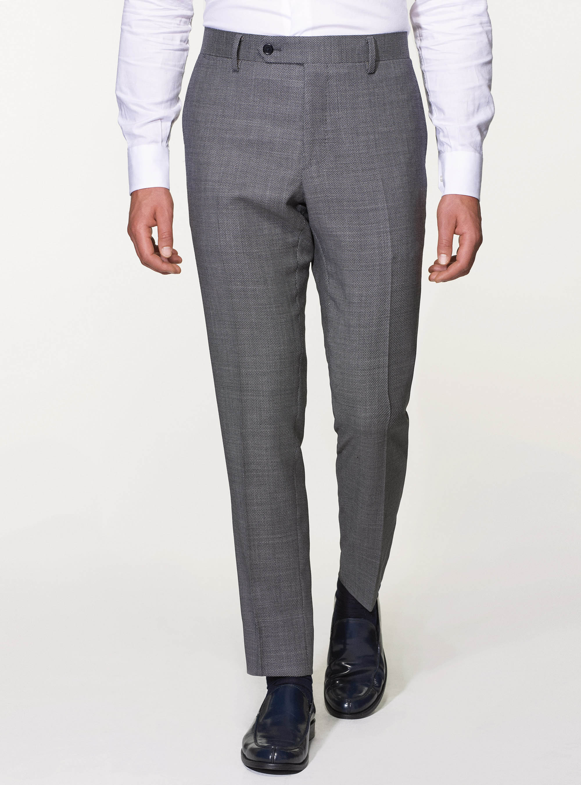 Pure wool partridge eye suit trousers, ASPHALT GREY