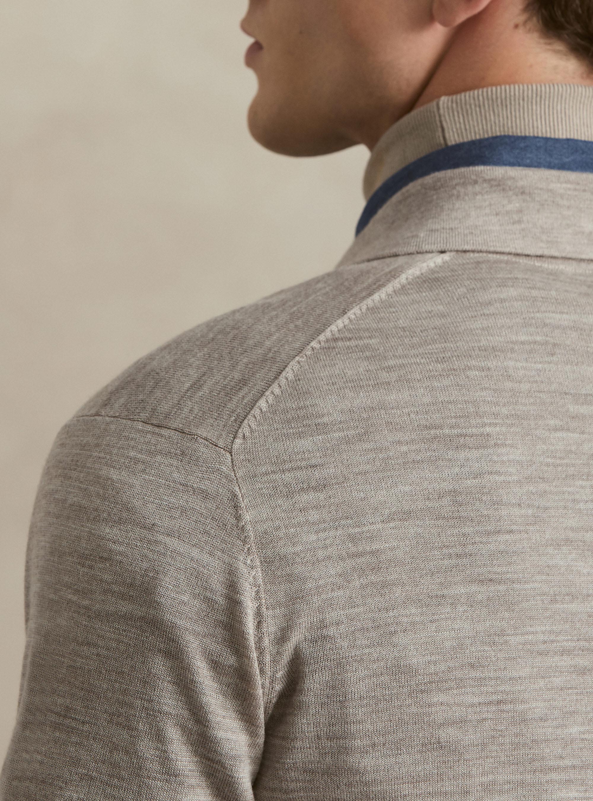 Polo de punto en lana merino extrafina, SABBIA MELANGE 0564C