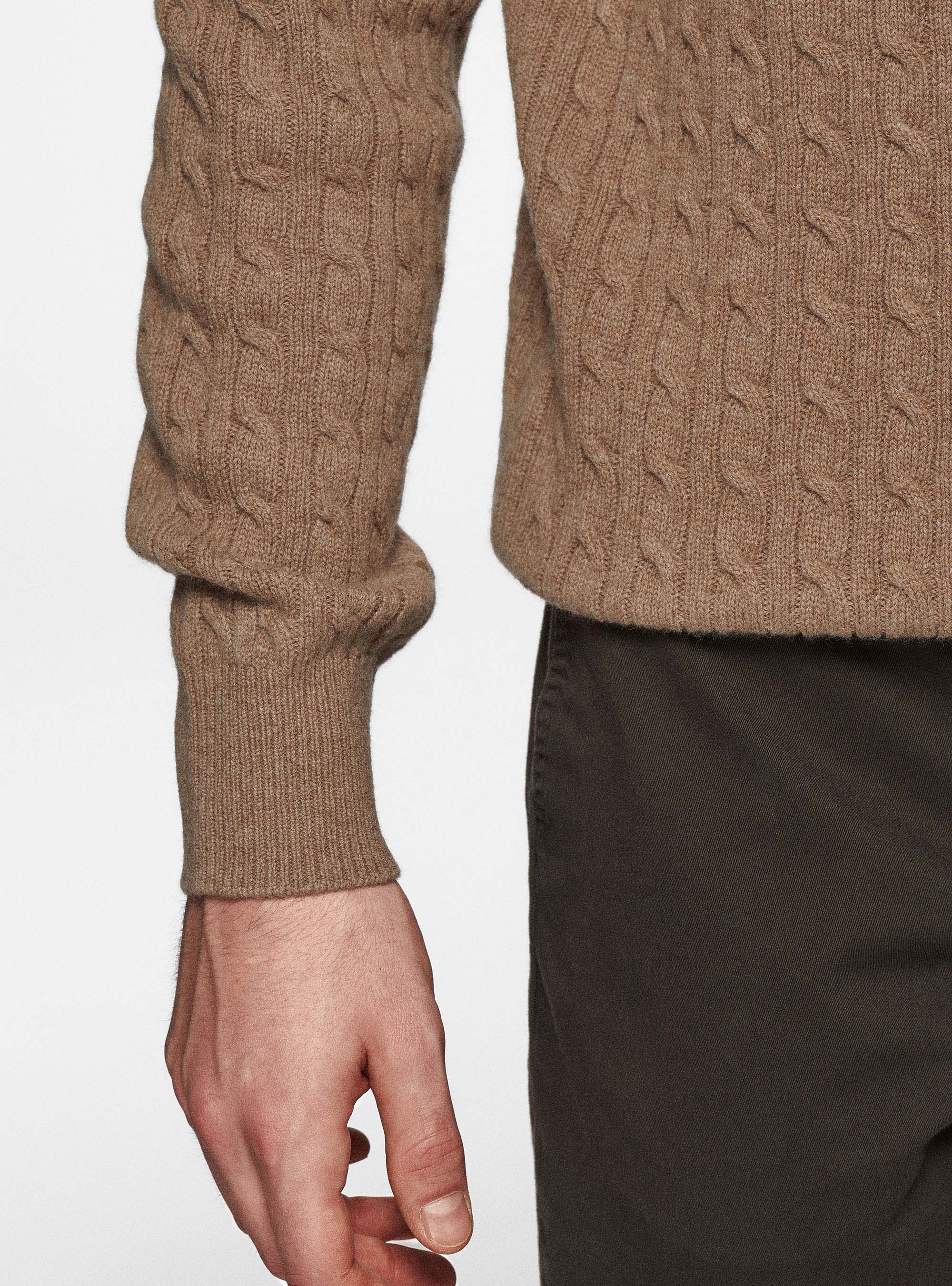 Cashmere wool turtleneck sweater with braid, CAMMELLO 0570C