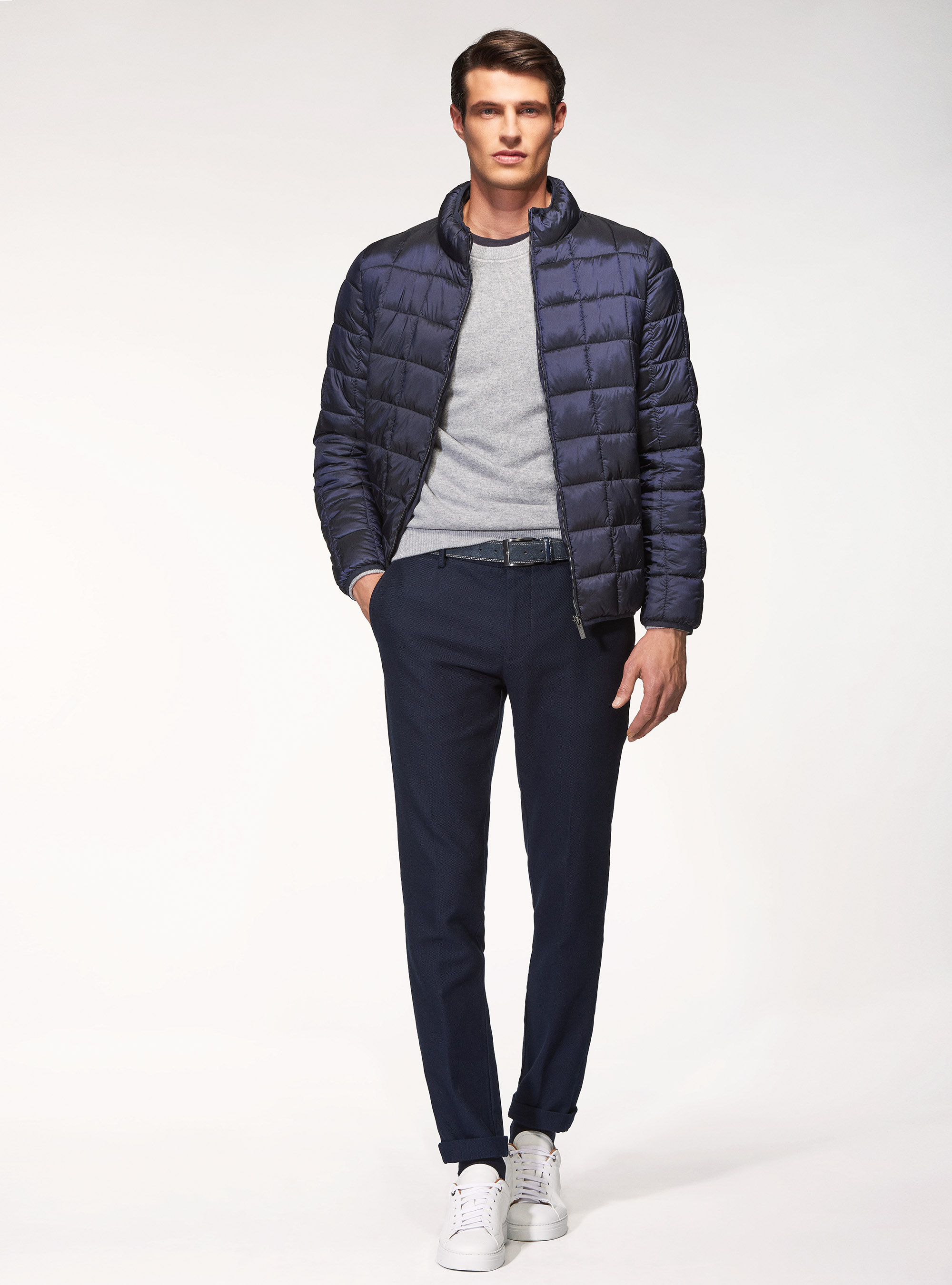 Bomber trapuntato regular fit con imbottitura 100% riciclato, BLU NAVY