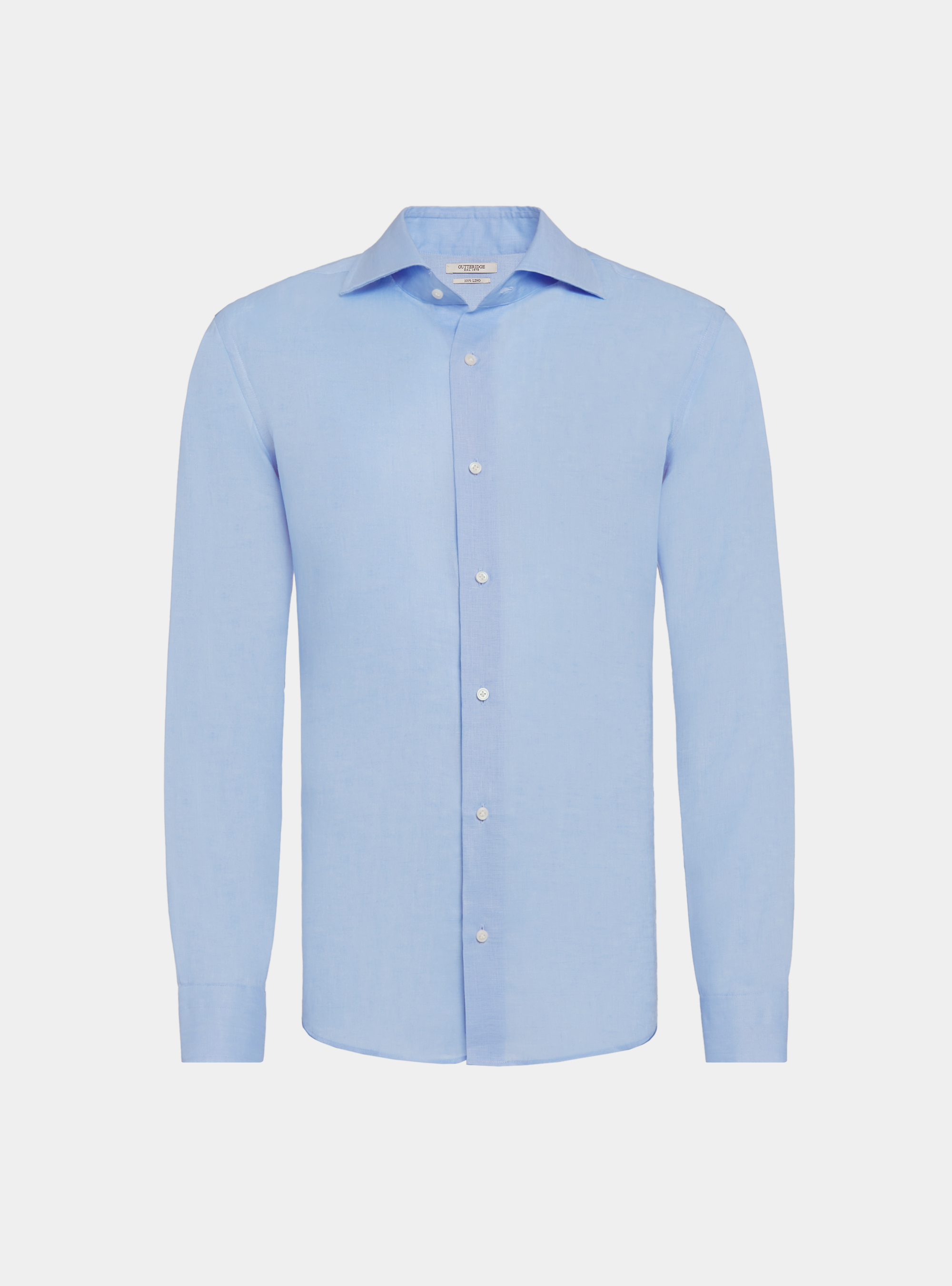 Chemise &agrave; col italien, pur lin, BLEU CIEL