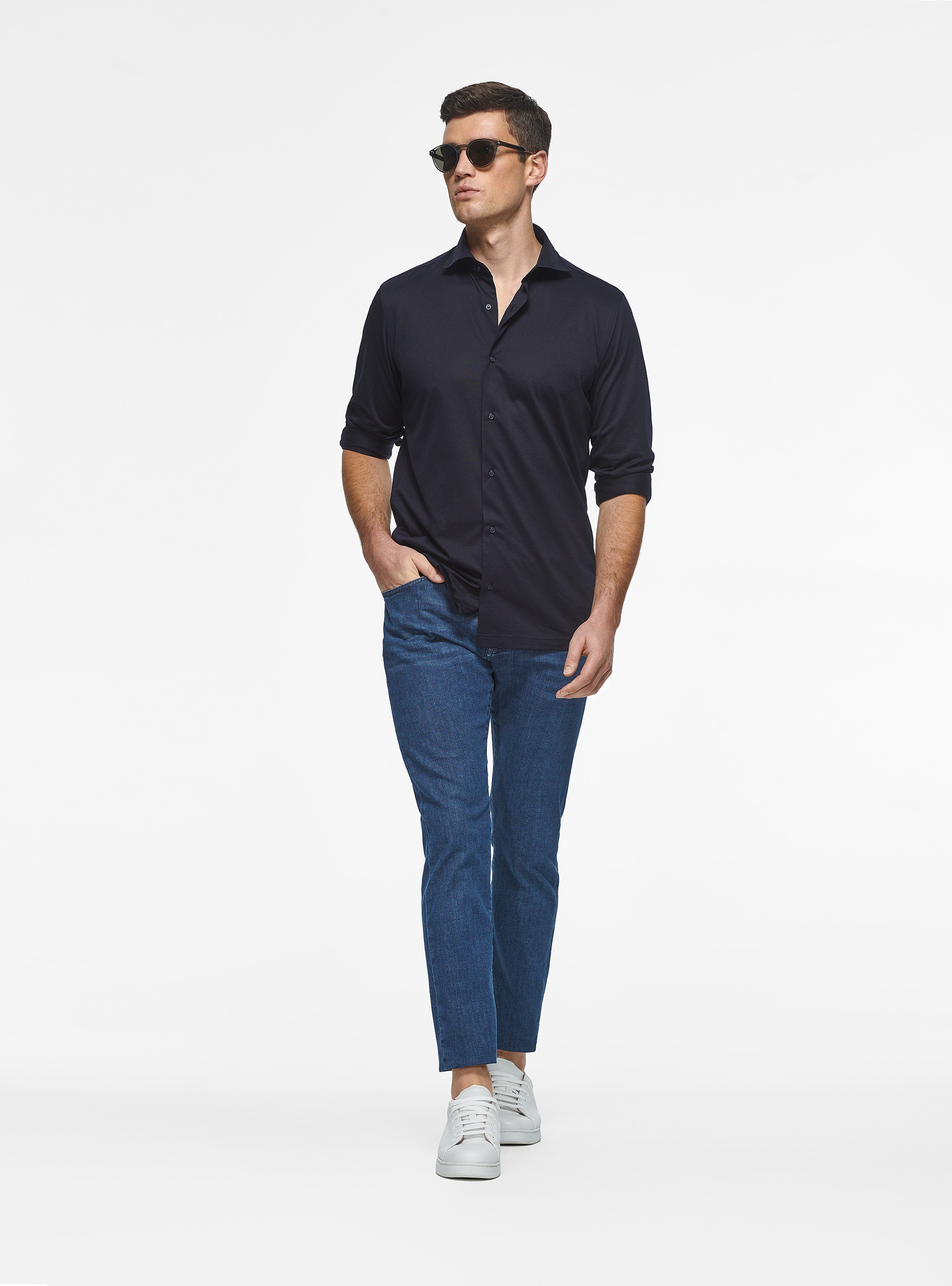 COOLMAX fabric pique shirt, NAVY BLUE