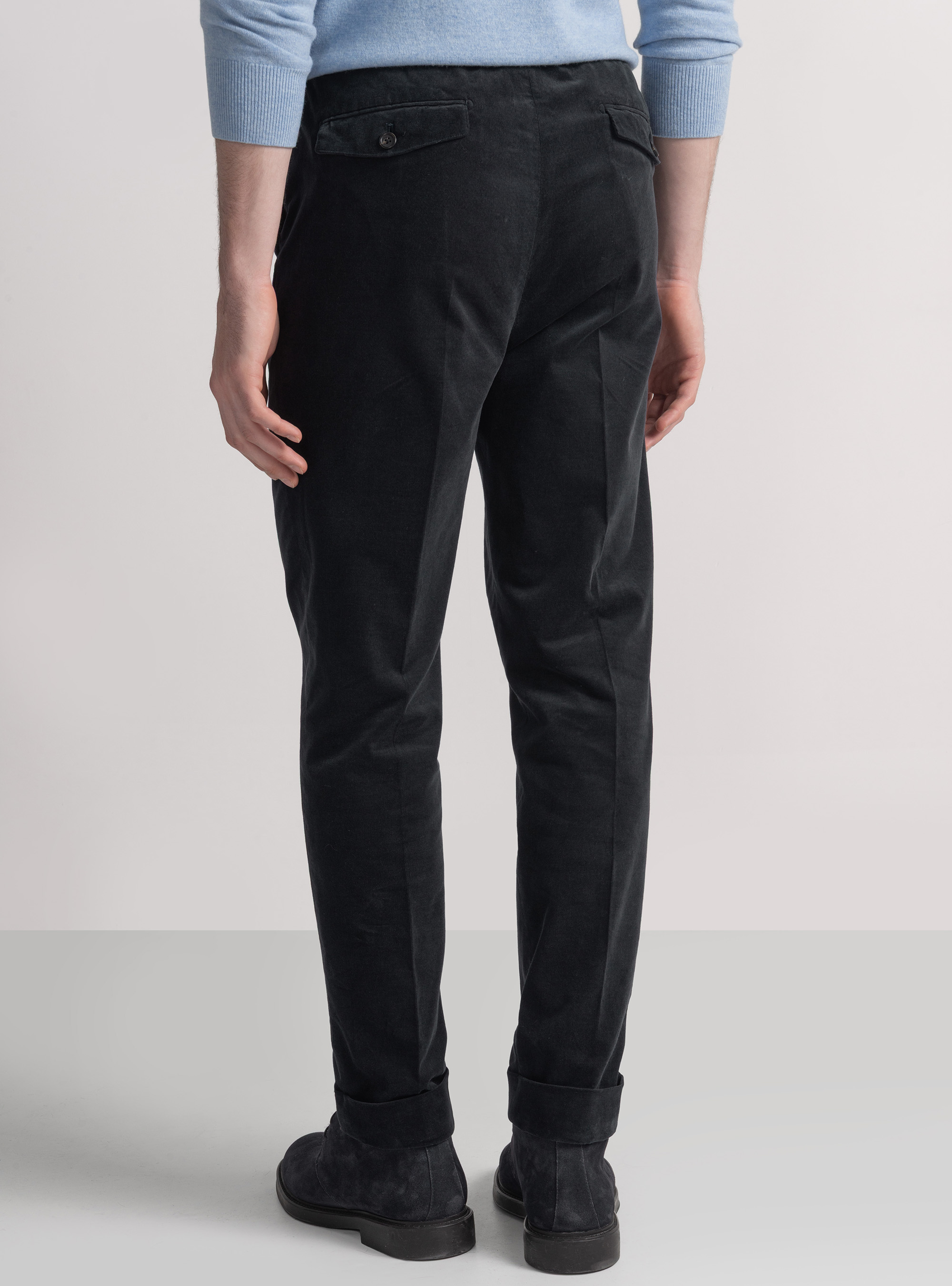 Pantalón elástico de rayas milleraies de terciopelo, AZUL MARINO