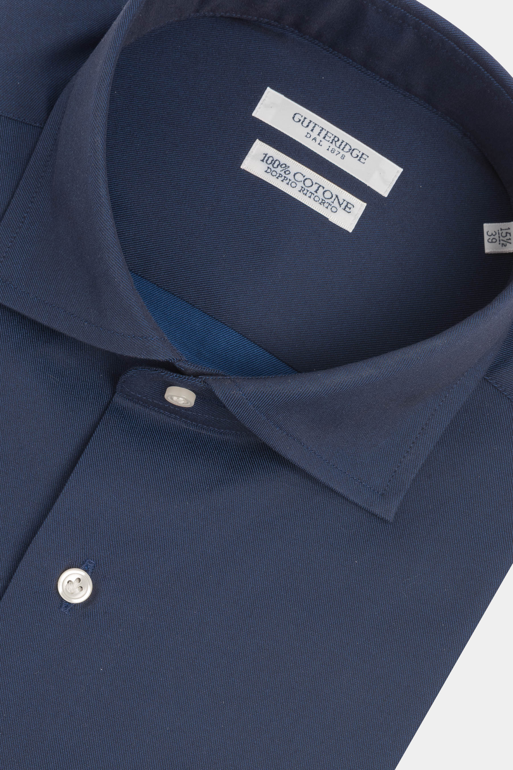 Camicia slim fit in twill di cotone, BLU