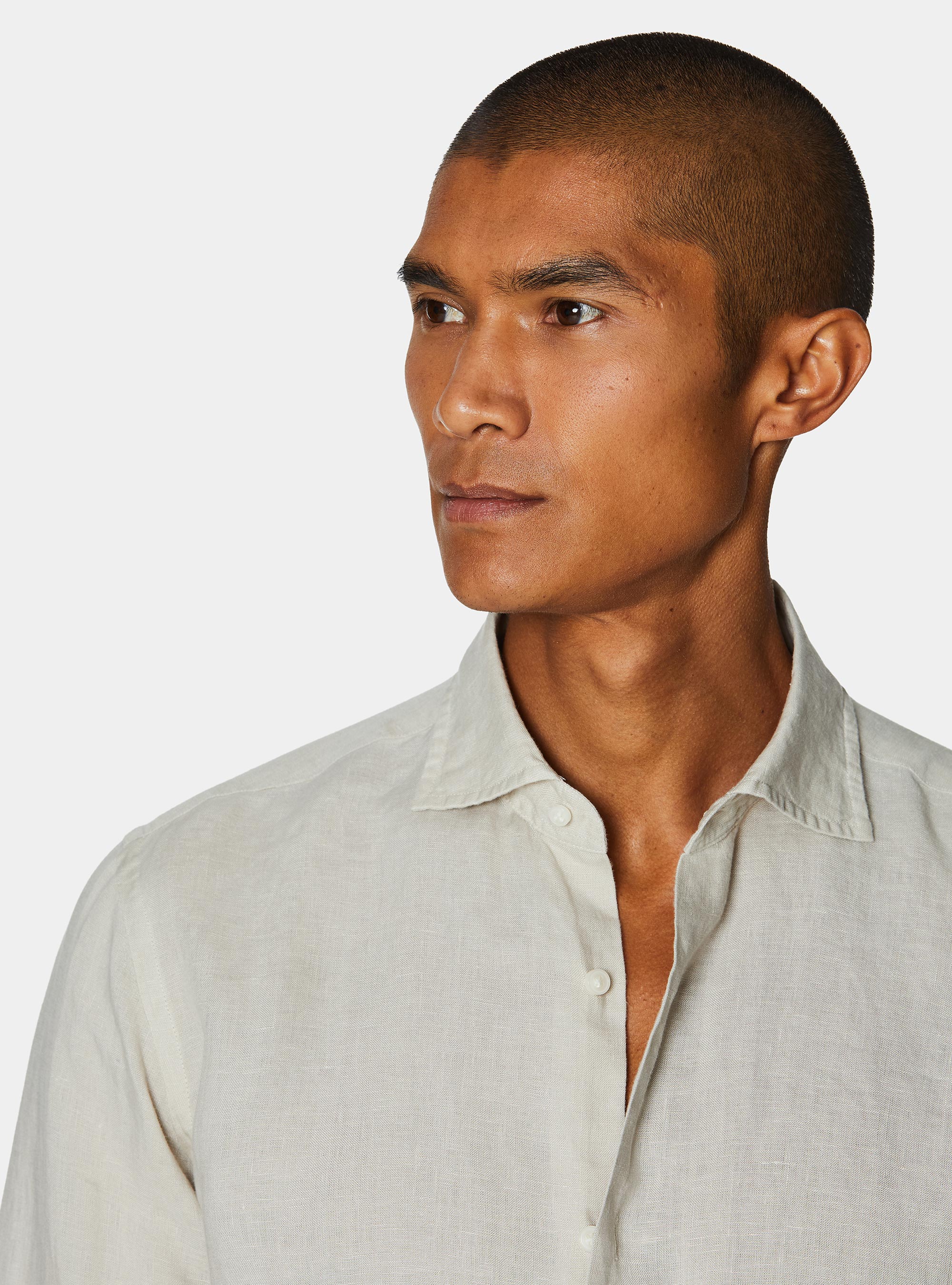 Camicia in puro lino, ECRU 0536C