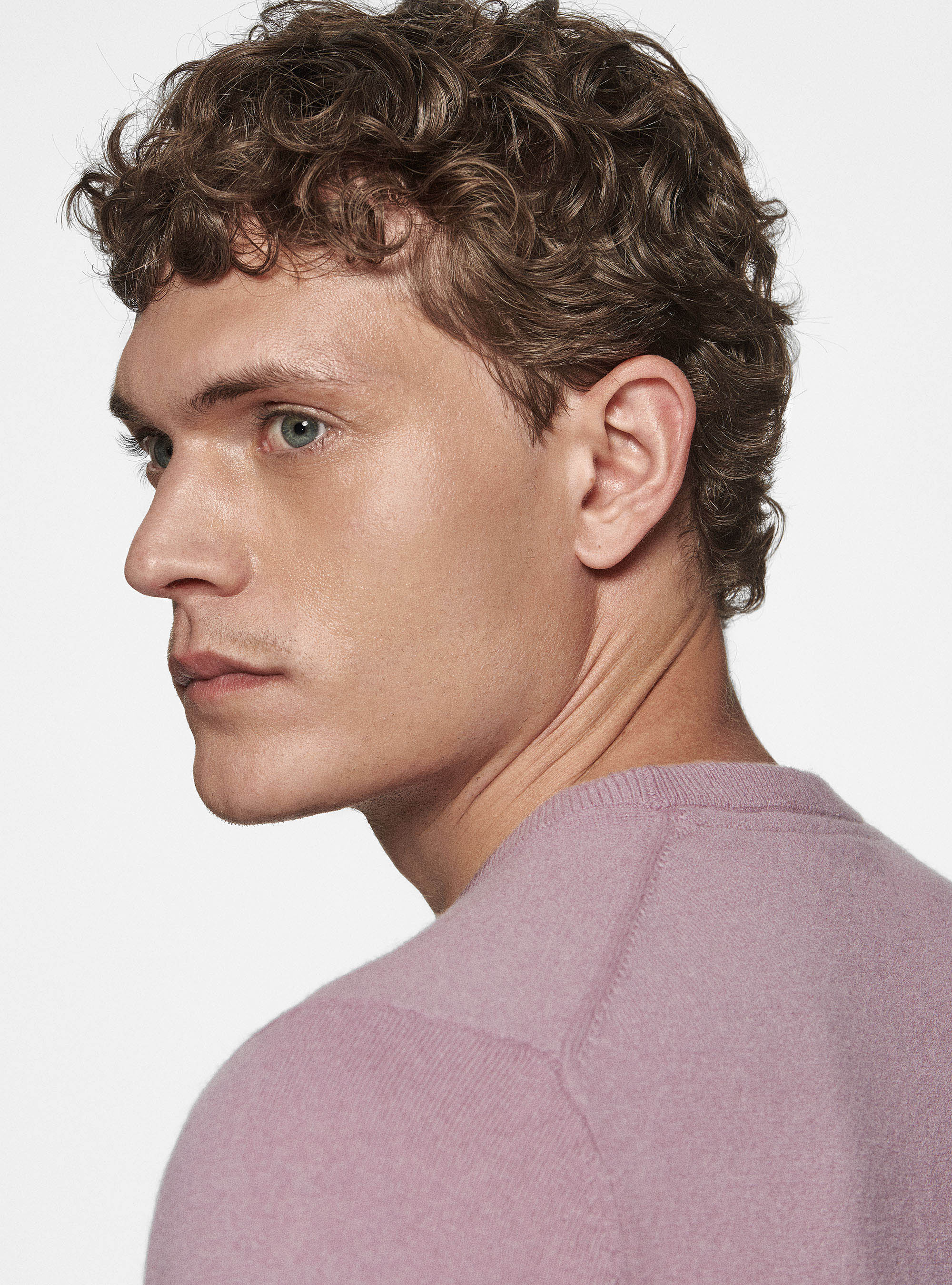 Maglia girocollo in lambswool e cashmere, LAVANDA 0465C