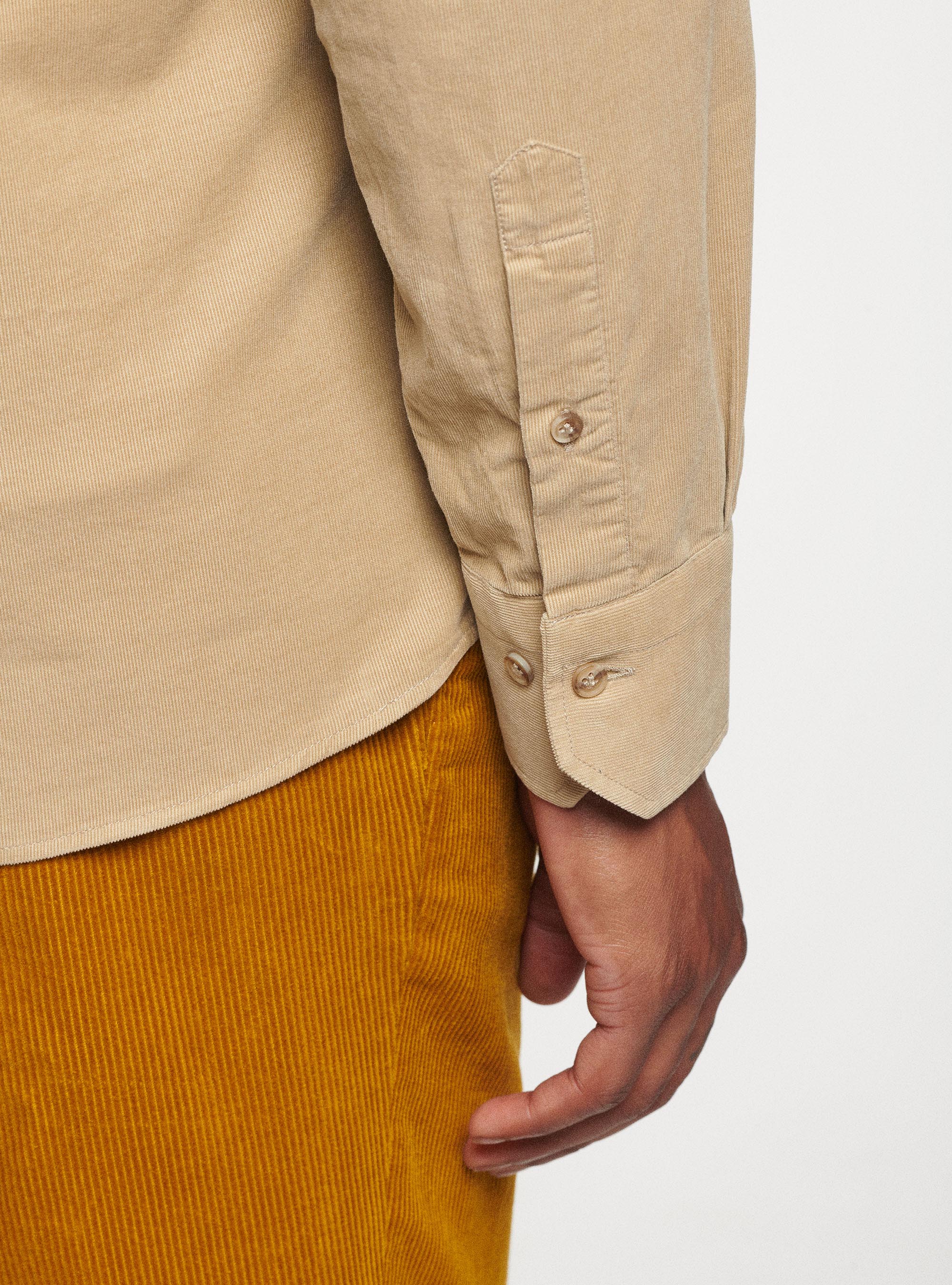 Camicia in velluto a costine, ECRU