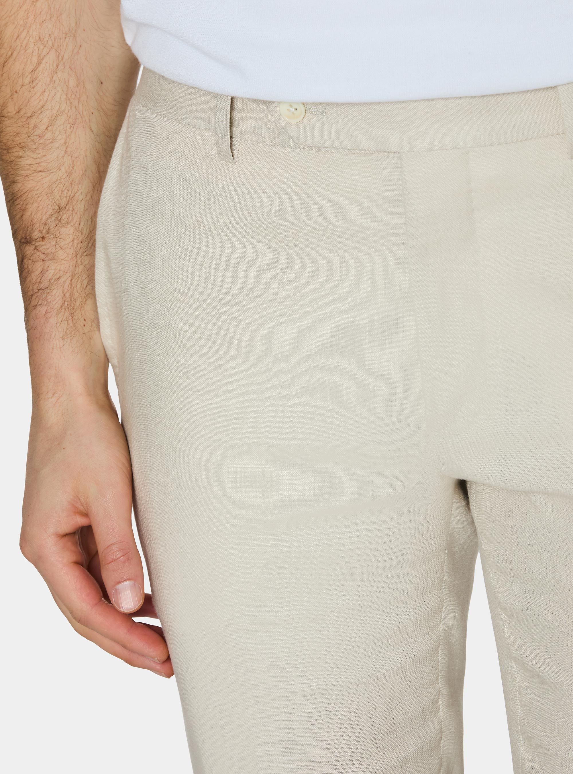 Pure linen suit trousers, ECRU