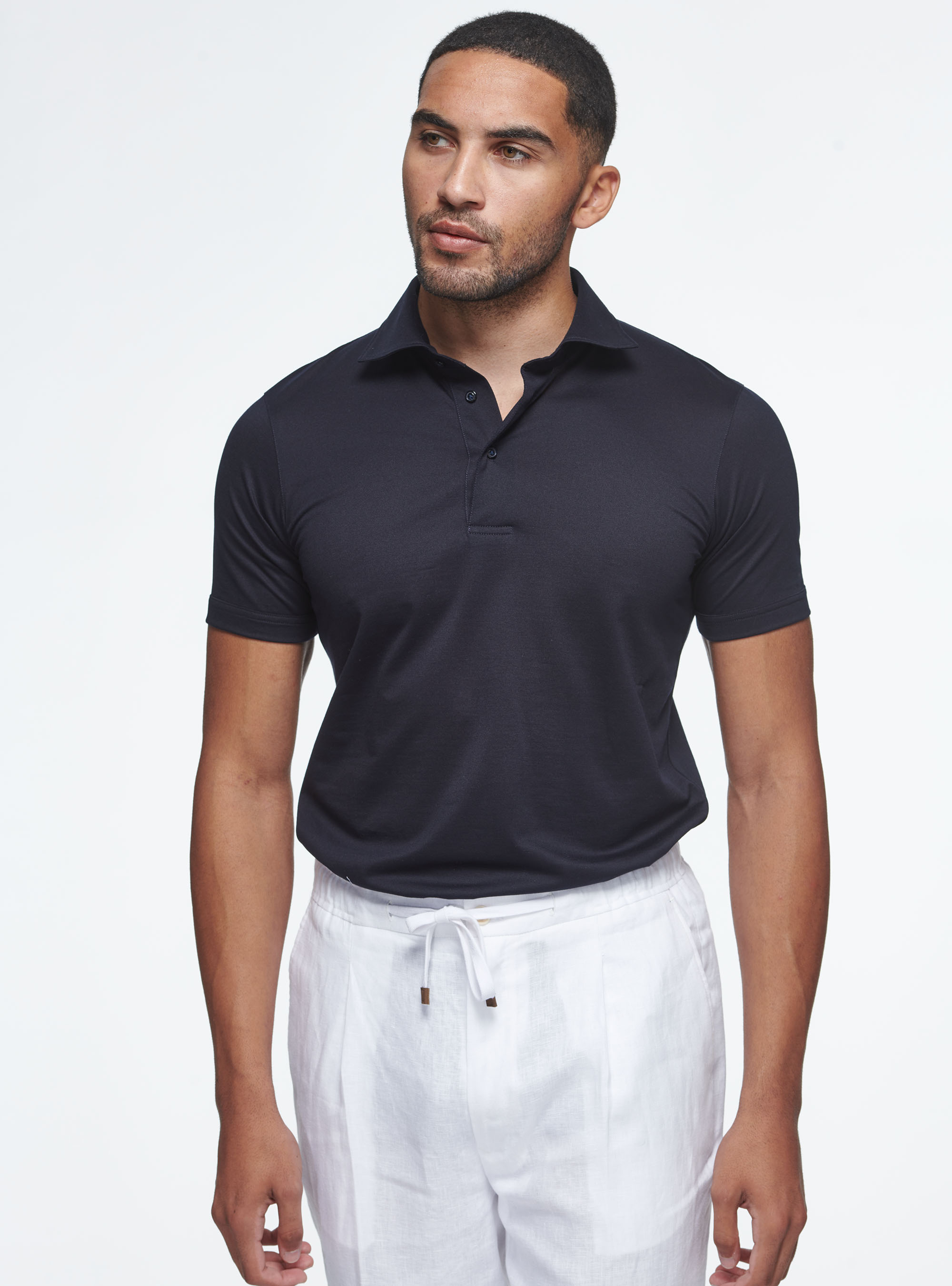 Polo piqu&eacute; en tissu COOLMAX, BLEU MARINE