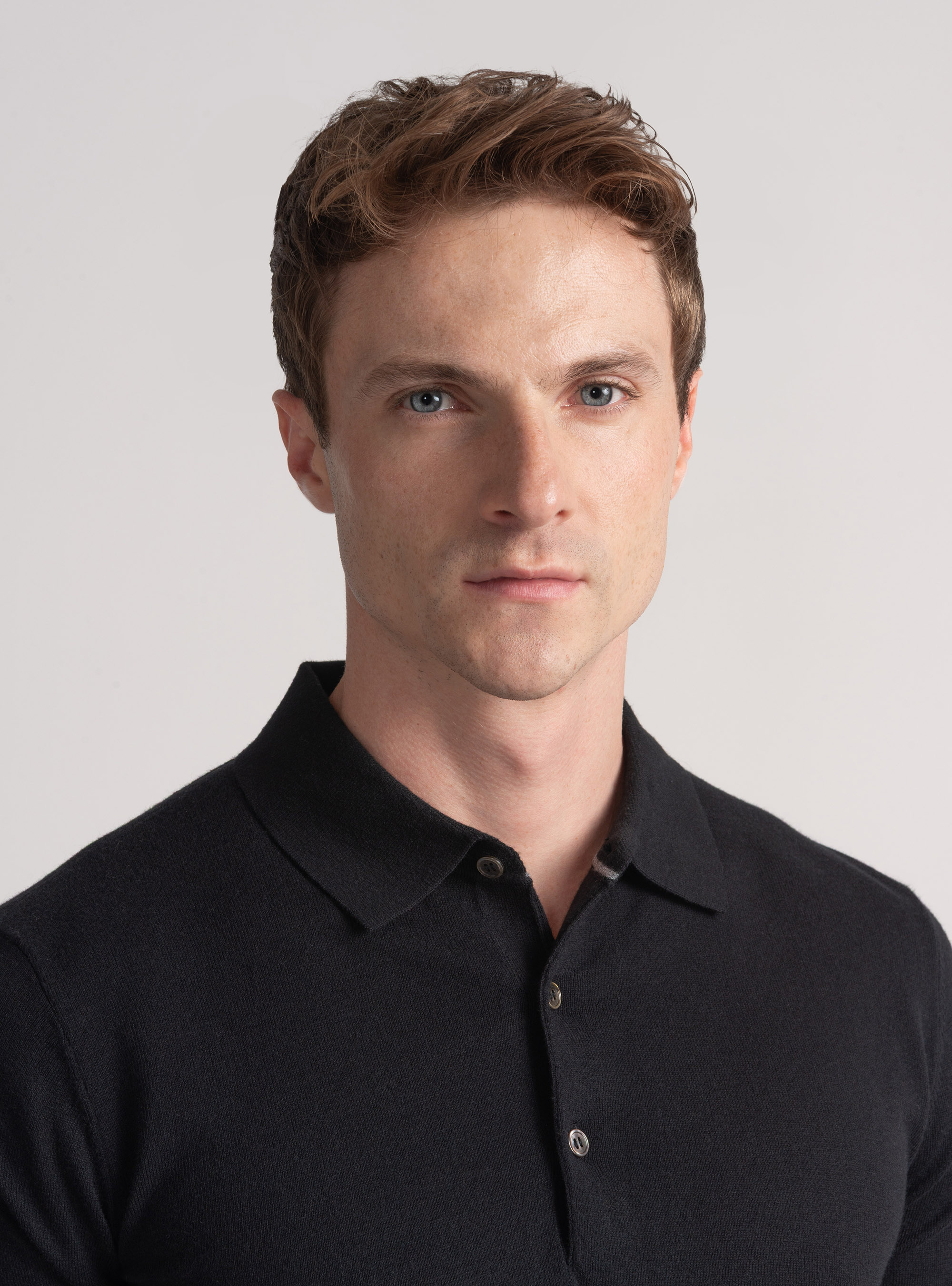 Polo de punto de algodón y cachemira, NEGRO