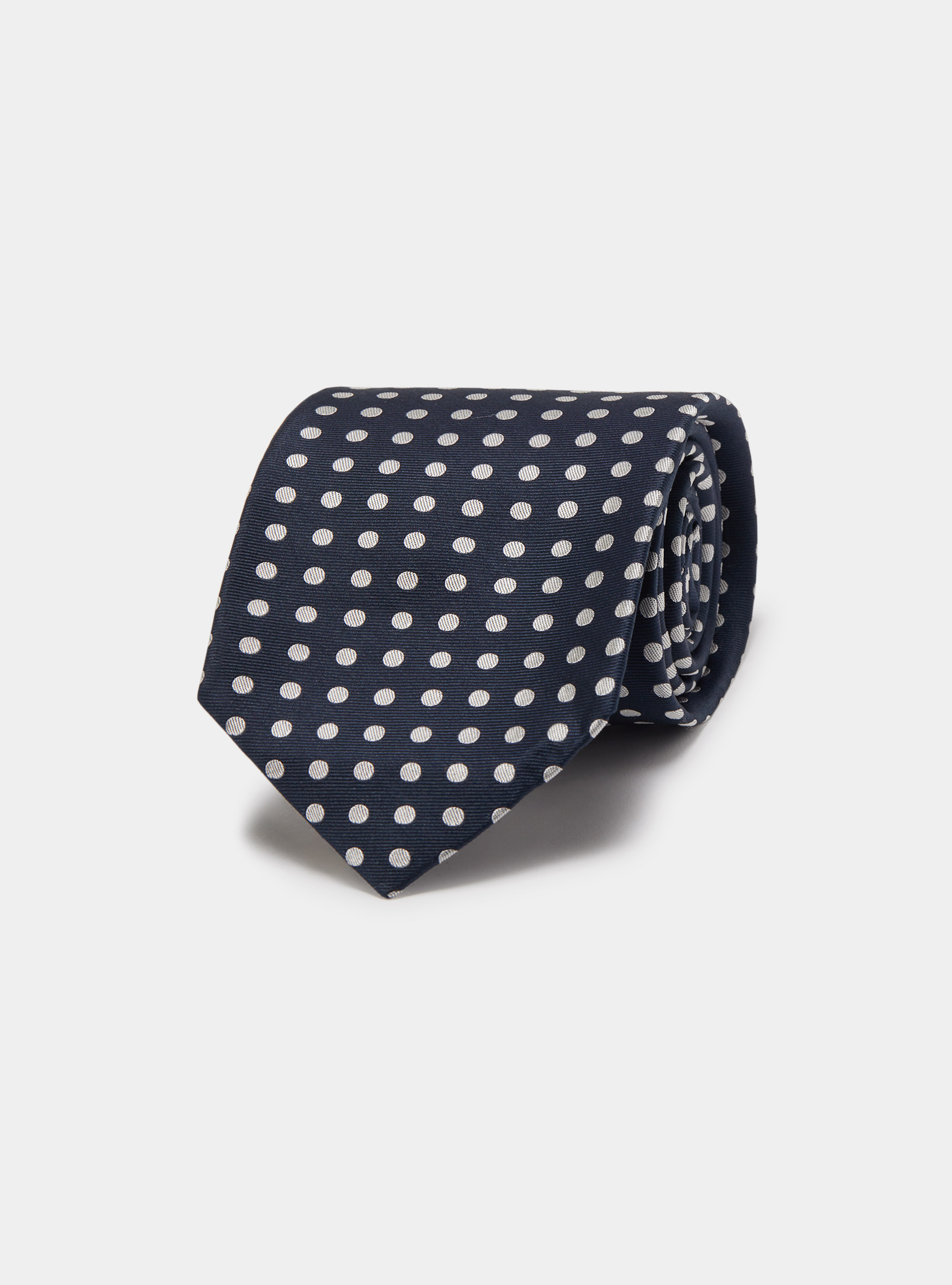 Polka Dot Silk Tie, NAVY BLUE