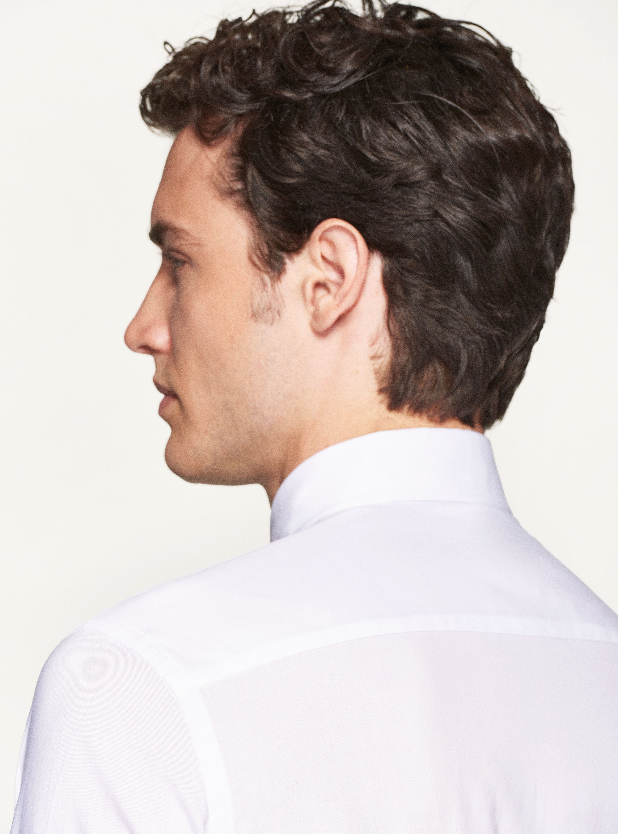 Camicia in flanella unita di cotone, BIANCO