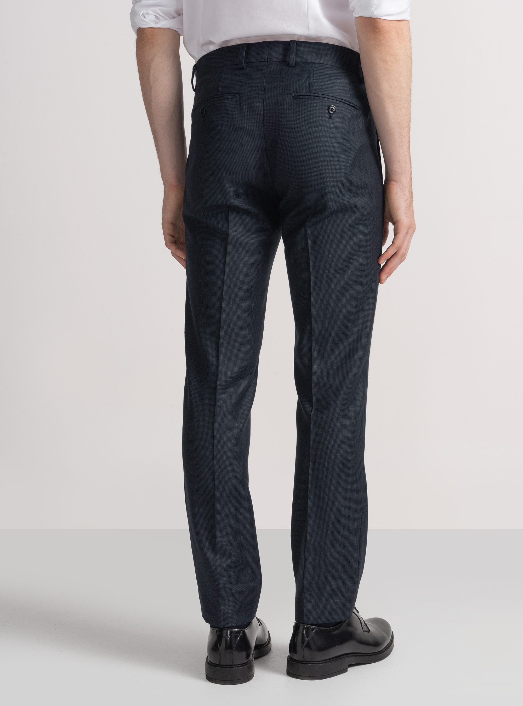 Pantaloni per abito in lana occhio di pernice Vitale Barberis Canonico, BLU NAVY