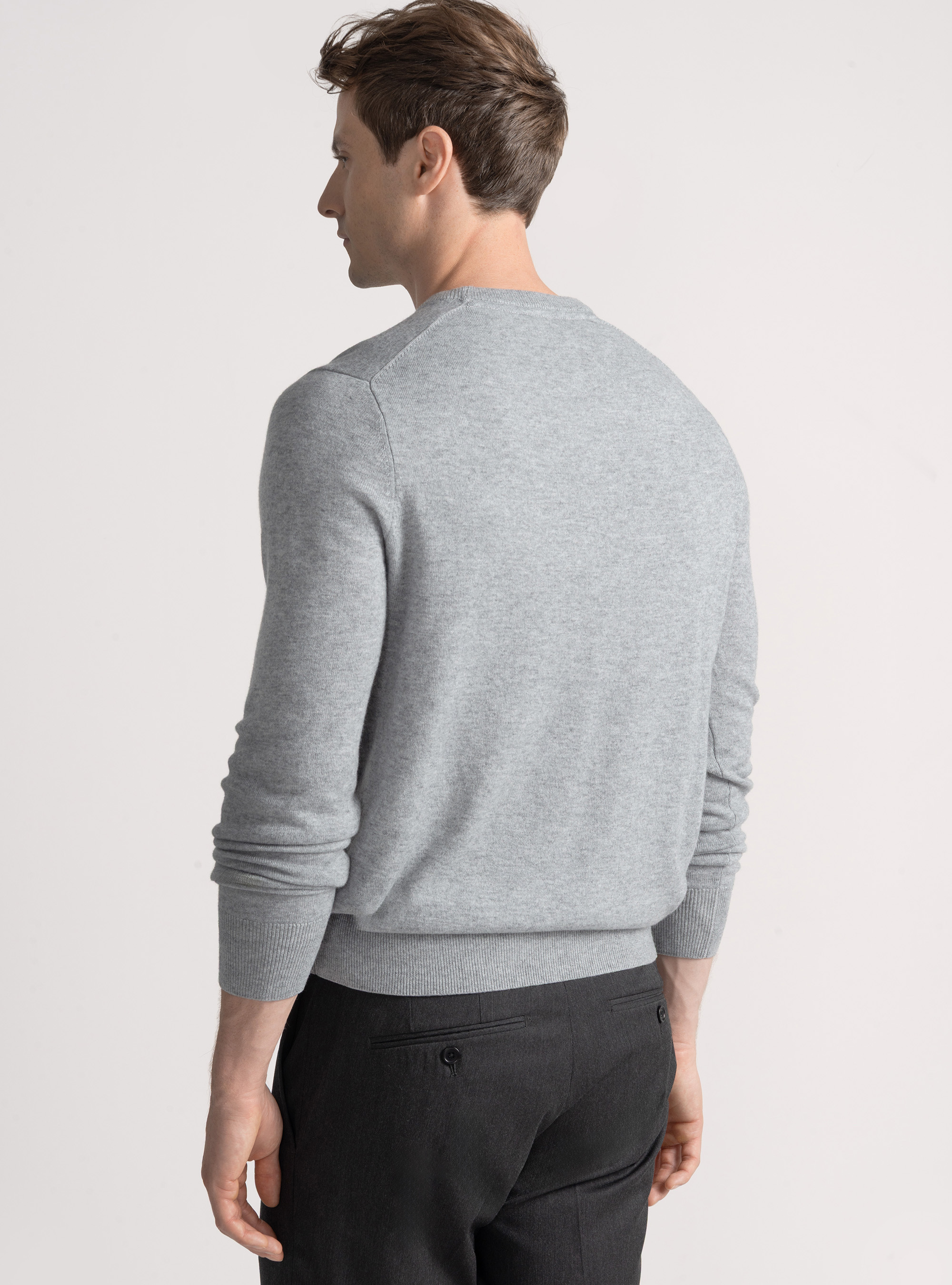 Tricot à col ras du cou en laine mélangée, GRIGIO MELANGE 0151C