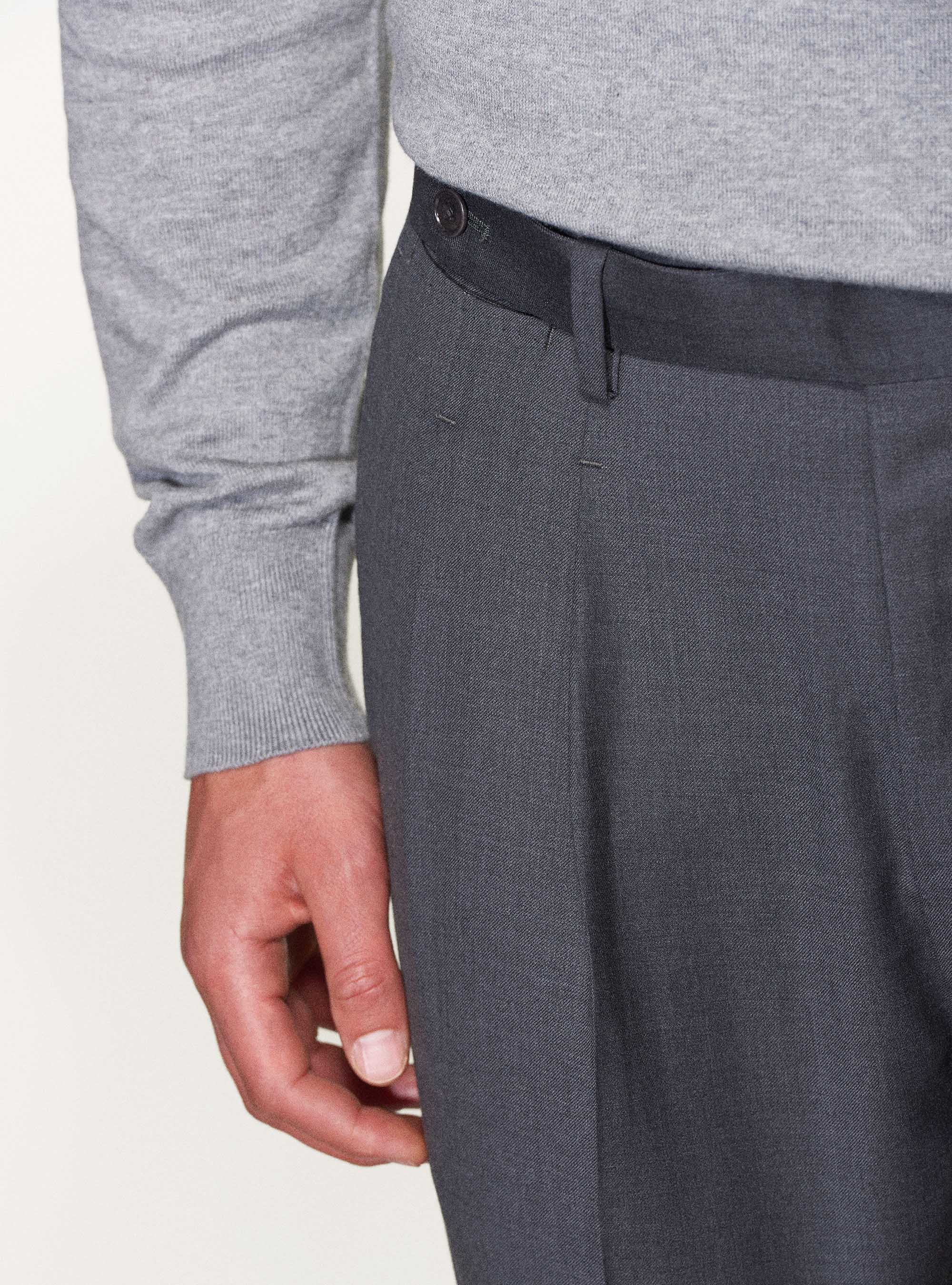 Pantaloni doppia pince in pura lana superfine 120's, GRIGIO CHIARO