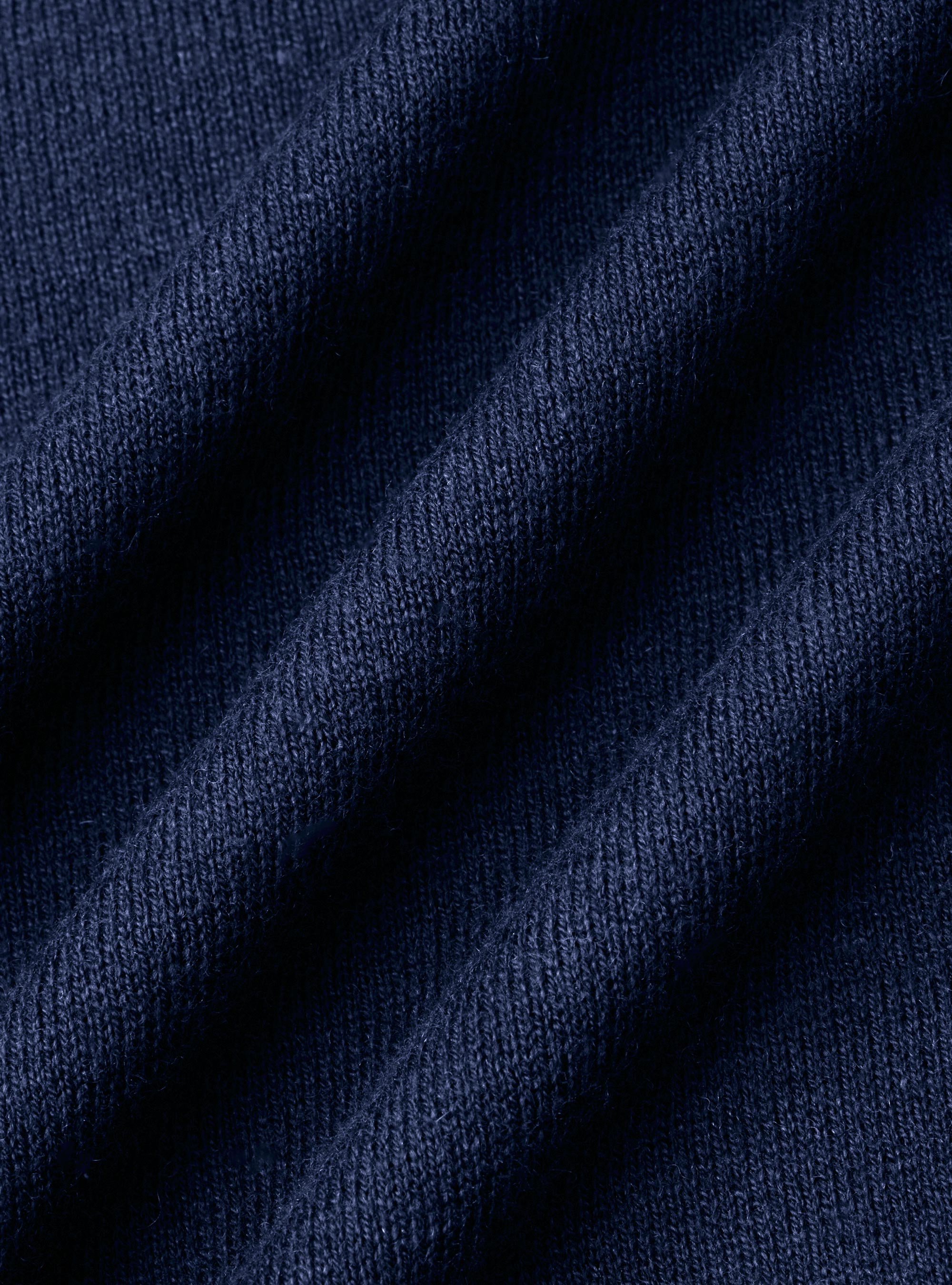 Punto de cuello redondo de algodón, seda y cachemira, AZUL TINTA