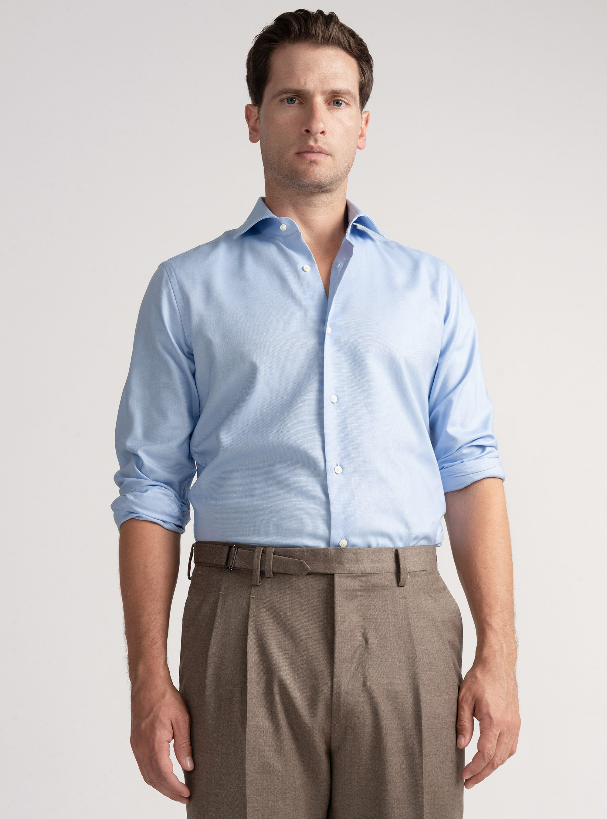 Camisa oxford de algodón, CELESTE