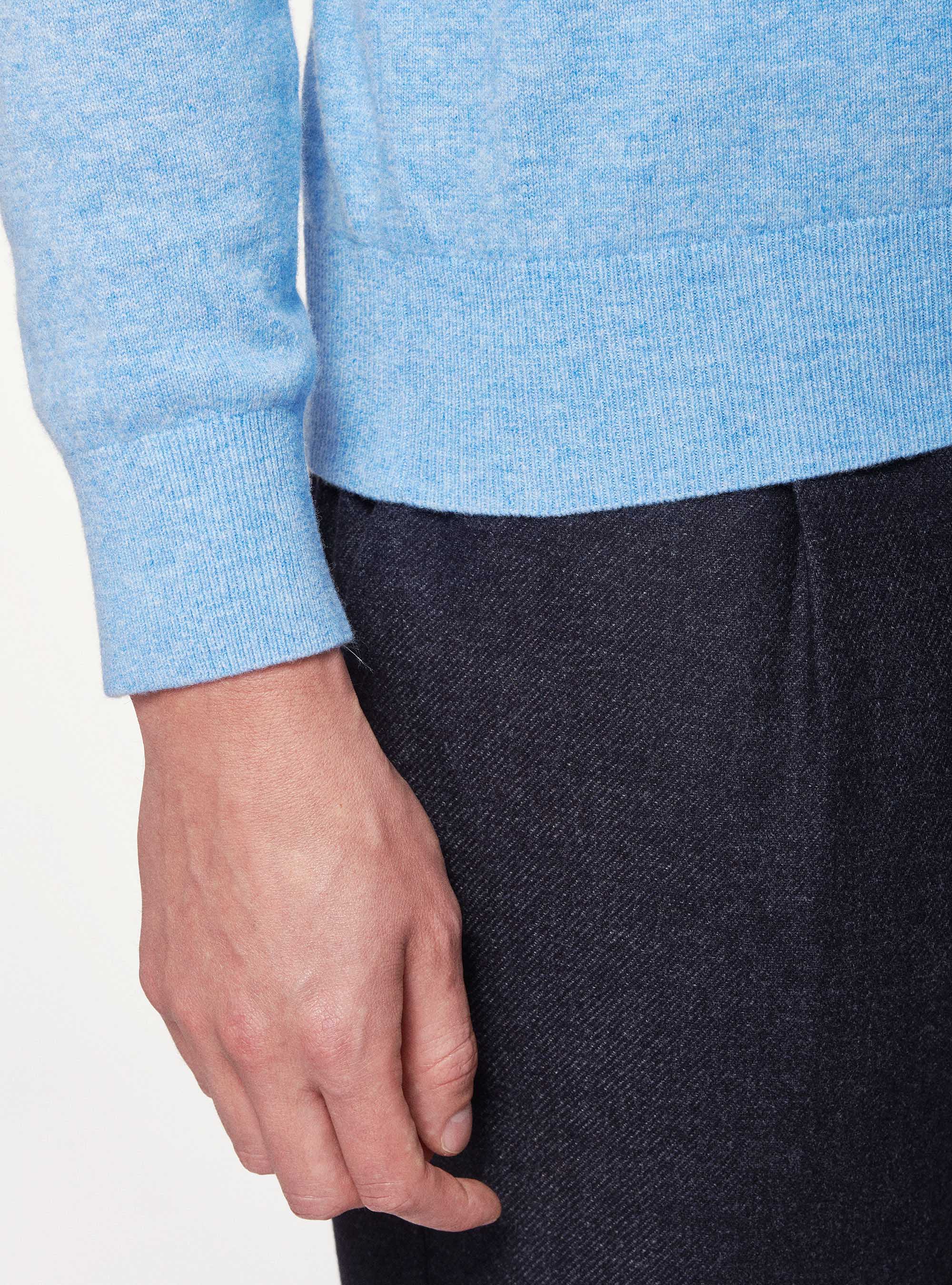 Maglia girocollo in lana lambswool e cashmere, AZZURRO