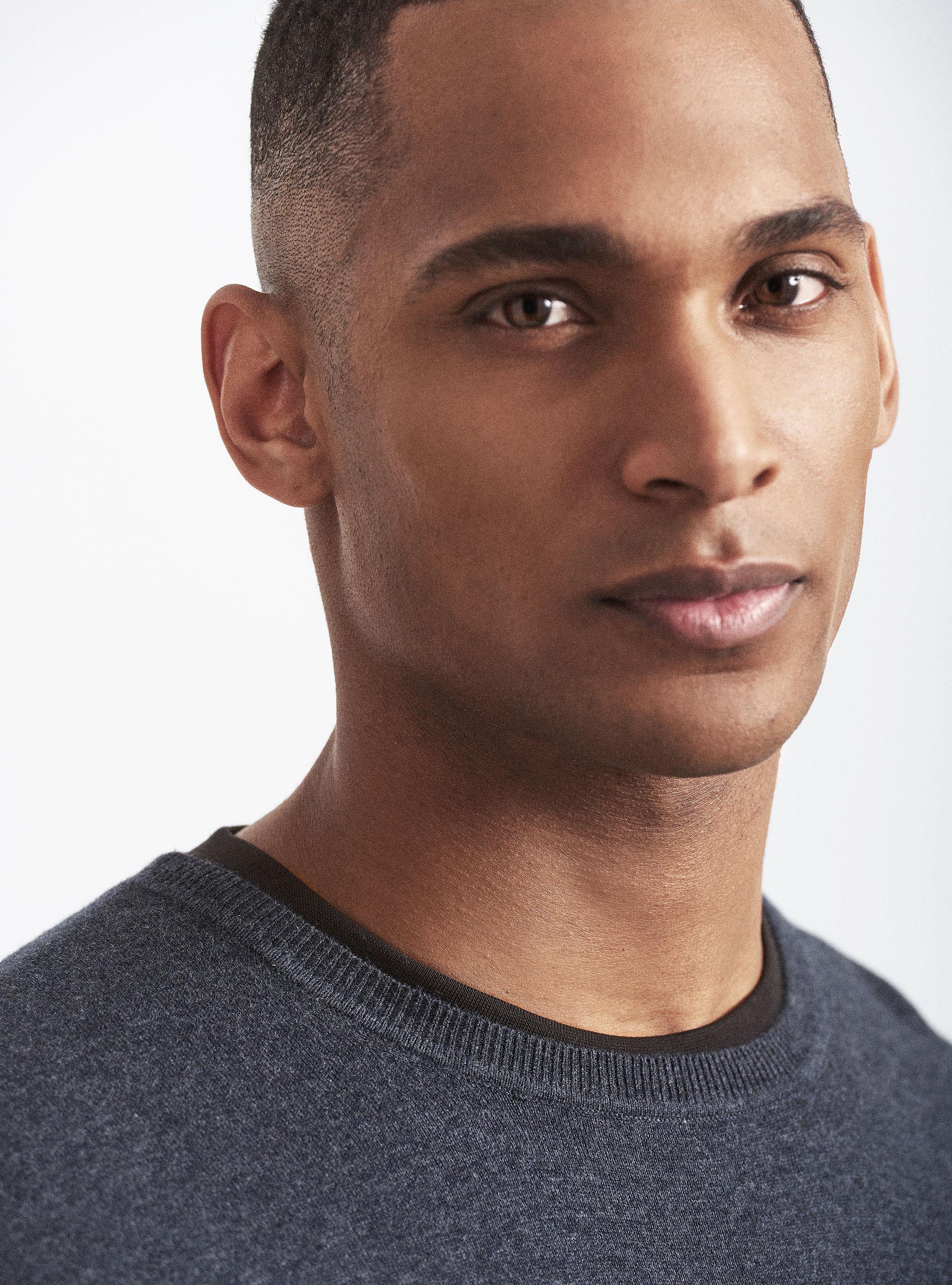 Round-neck cotton silk and cashmere sweater, ASPHALT GREY